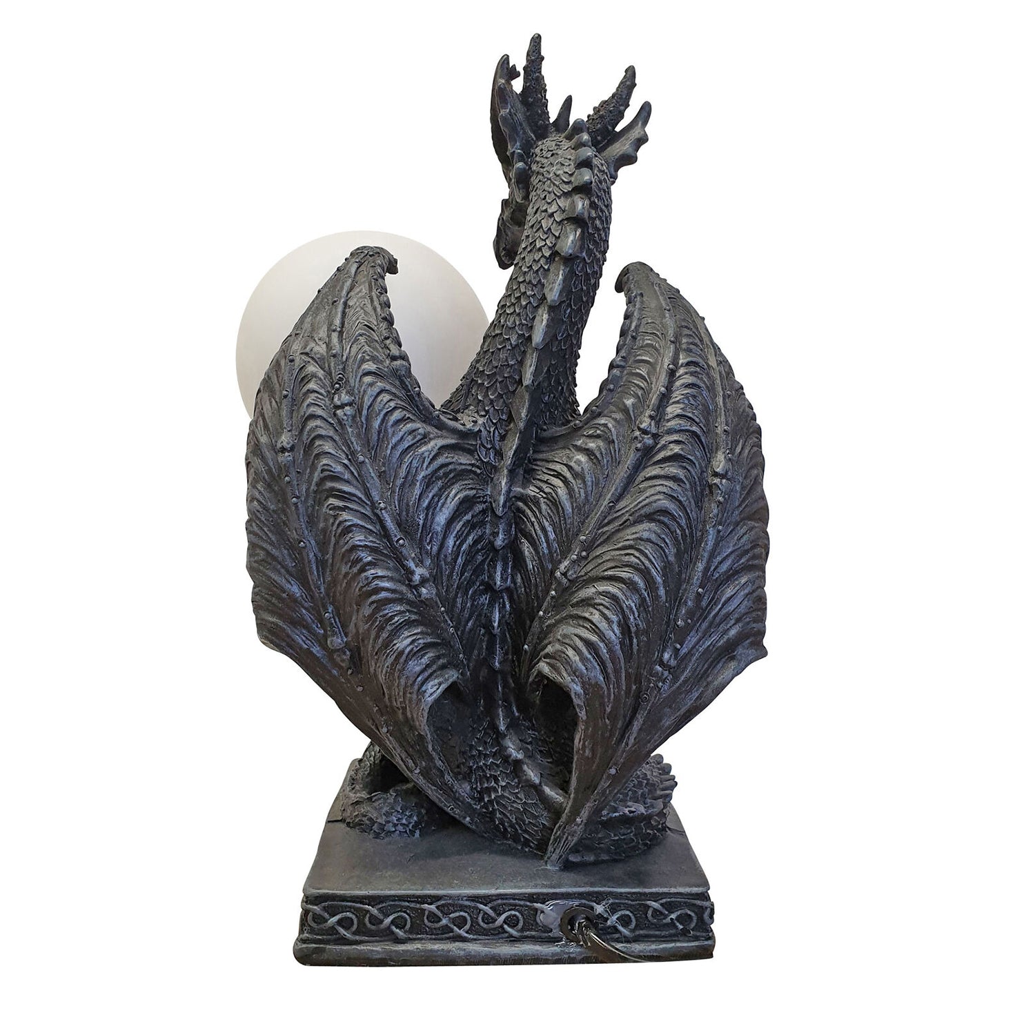 Drachenlampe Tischlampe mit Glaskugel Drachenmotivlampe Gothic Mystik