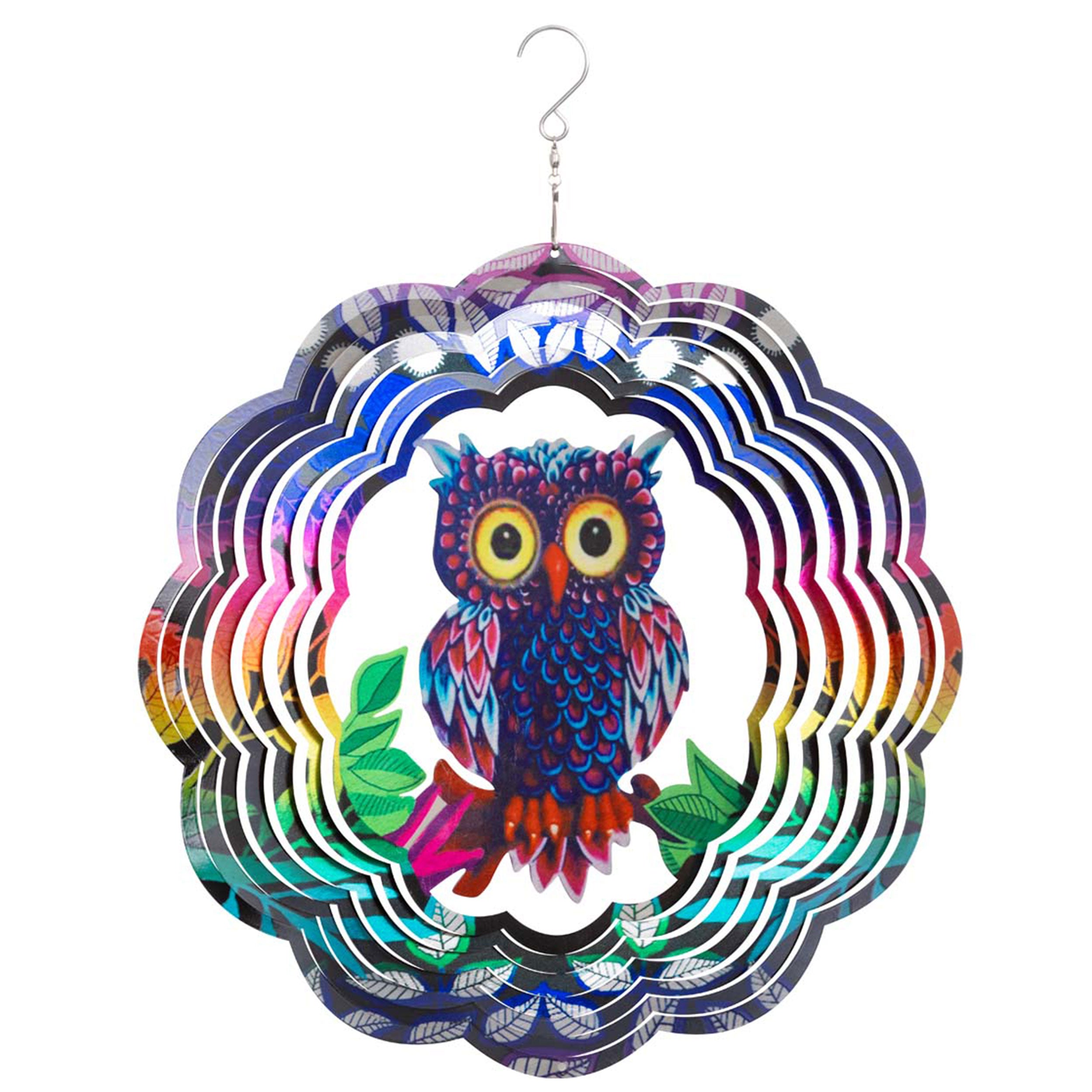 Kinetic Art 3D Flashy Owl Metall Windspiel hängend außergewöhnliche Windspiele Edelstahl