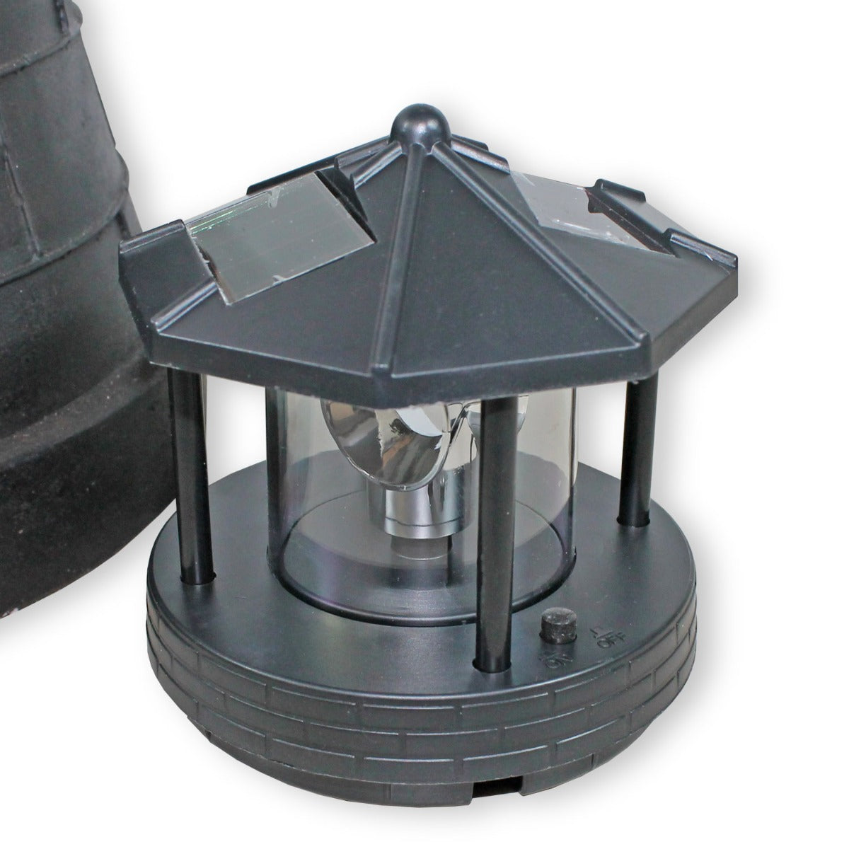 Solar-Leuchtturm „Roter Sand“ mit drehendem Leuchtfeuer, LED-Beleuchtung, 50 cm & 80 cm – Maritime Deko für Garten & Balkon