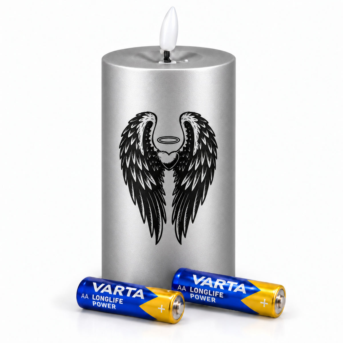 LED Grabkerzen Gold & Silber mit Timer & Varta Batterien – Grabkerze LED / LED Grablicht mit Motiv
