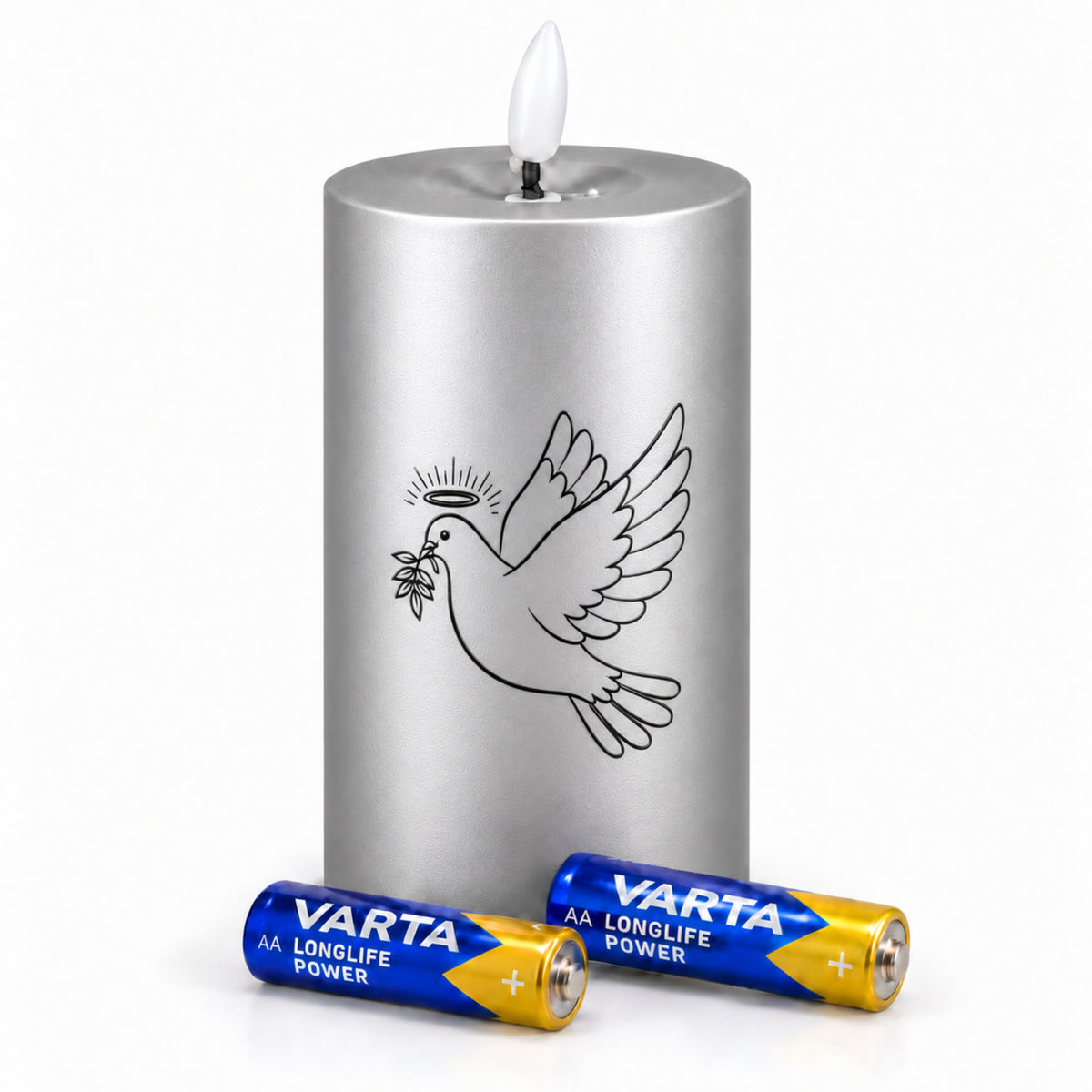 LED Grabkerzen Gold & Silber mit Timer & Varta Batterien – Grabkerze LED / LED Grablicht mit Motiv