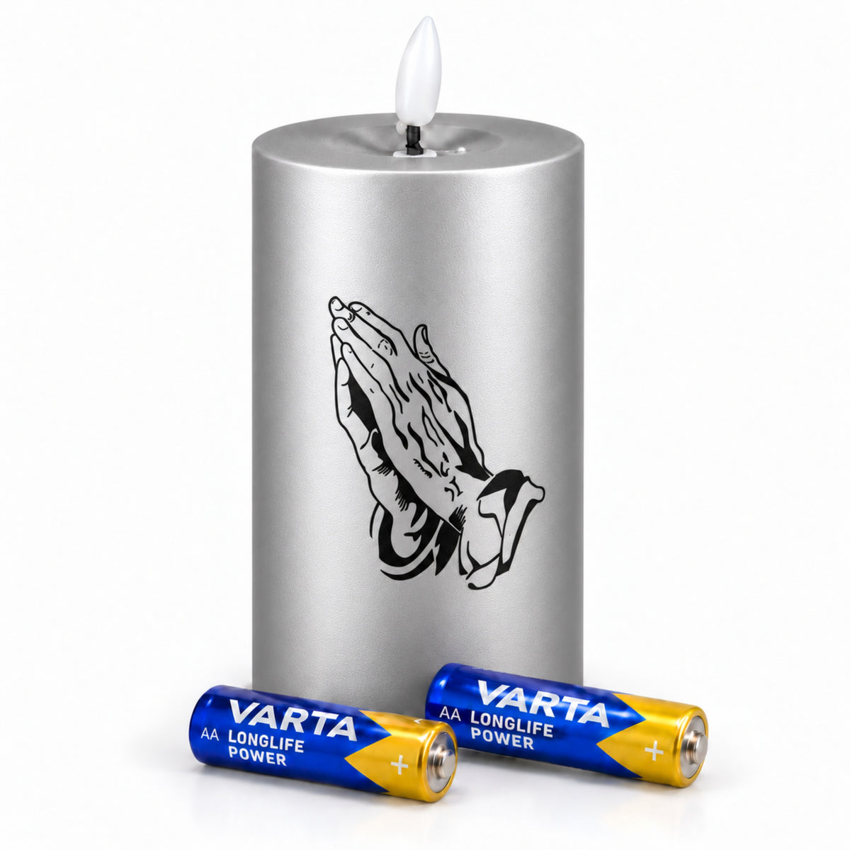 LED Grabkerzen Gold & Silber mit Timer & Varta Batterien – Grabkerze LED / LED Grablicht mit Motiv