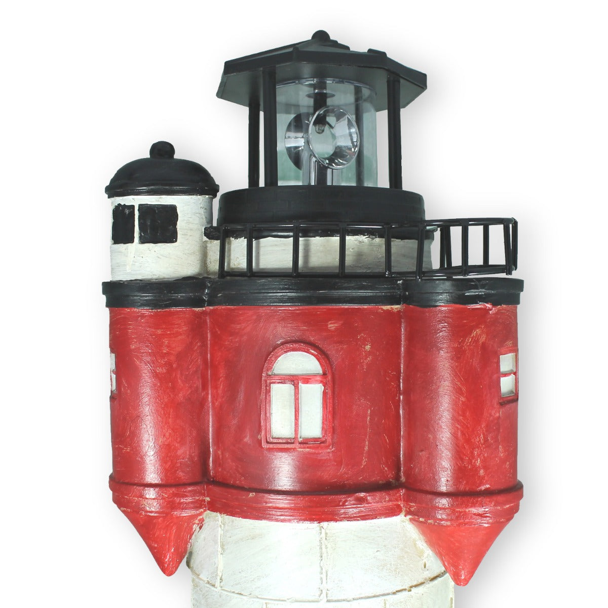 Solar-Leuchtturm „Roter Sand“ mit drehendem Leuchtfeuer, LED-Beleuchtung, 50 cm & 80 cm – Maritime Deko für Garten & Balkon