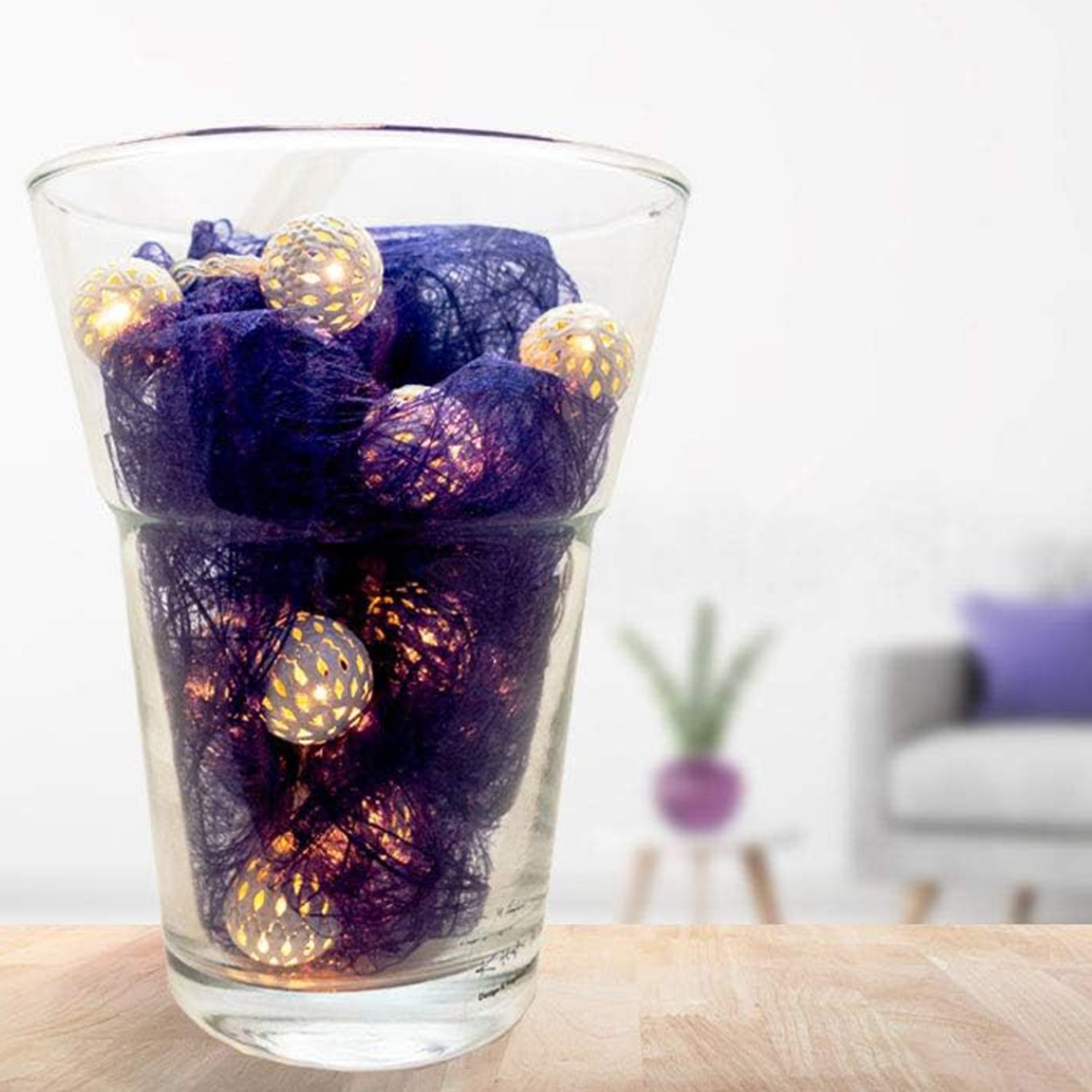 LED Lichterkette mit 10 Kugeln in weiß Batteriebetrieb warmweiß Indoor