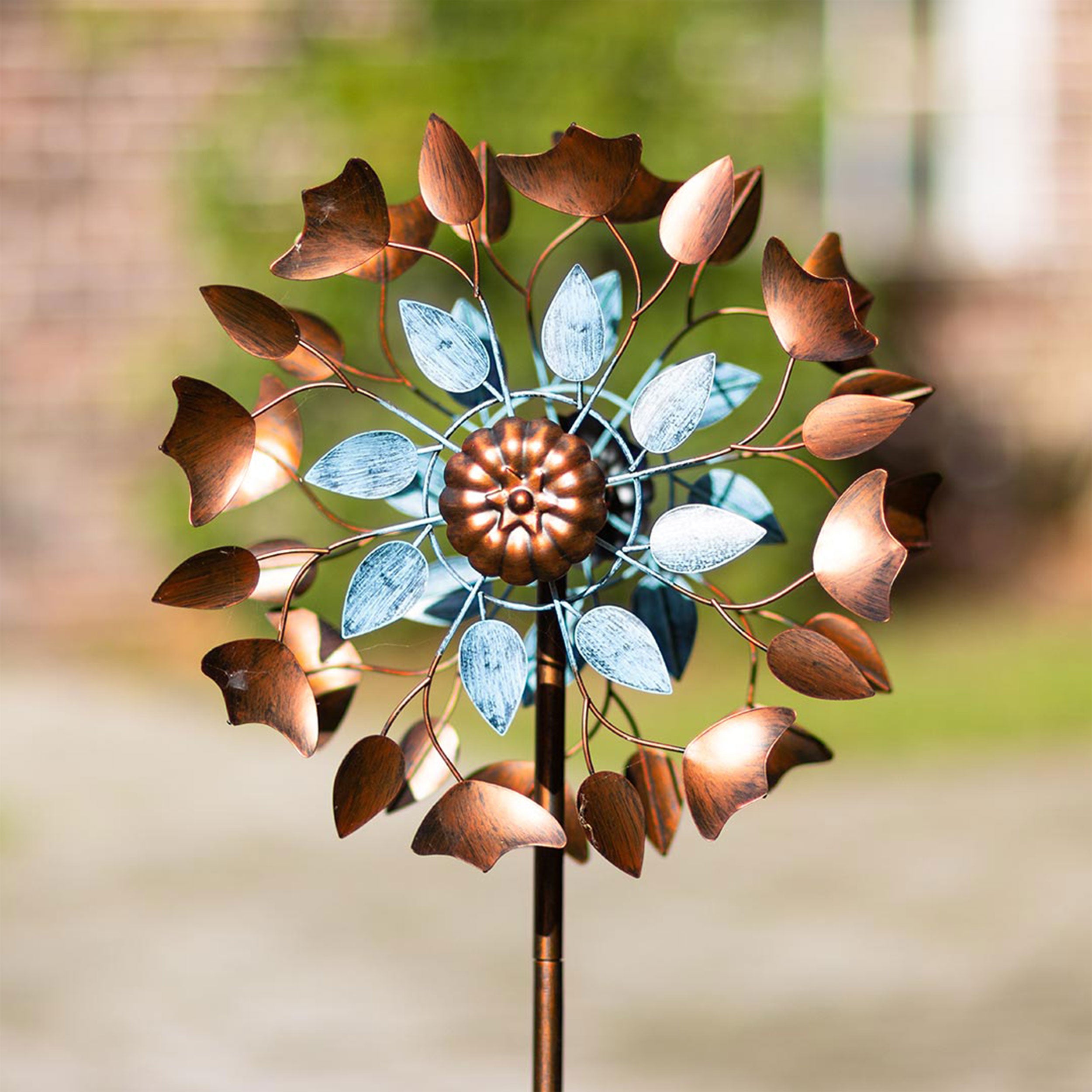 Kinetic Art Copper Leaf Duett Metall Windrad Windspiel Metall Garten Windrad stehend