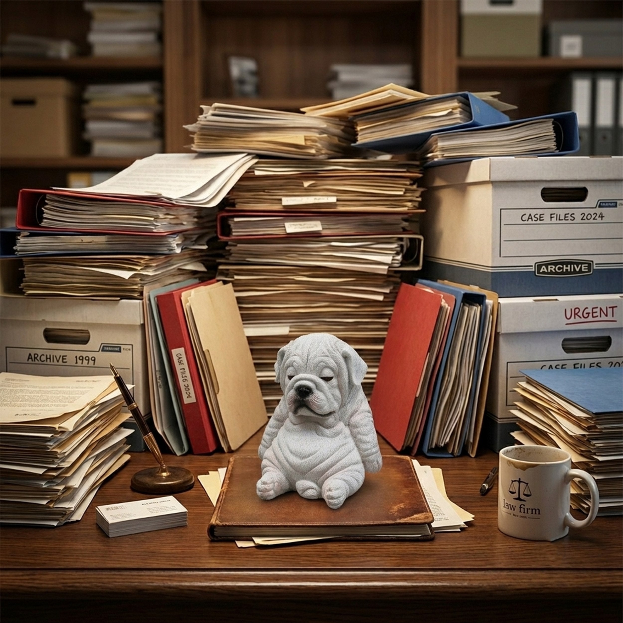 Hundefigur Englische Bulldogge Tierfigur Dekofigur Welpe sitzend weiß