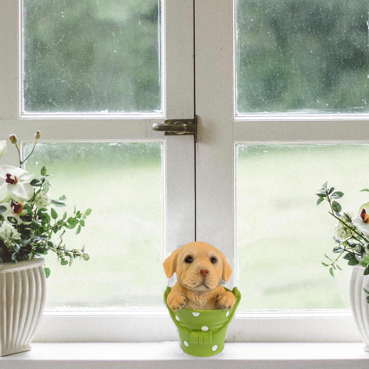 Hundefigur Hund Gartenfigur Labrador Figur im Blumentopf lustige Gartenfiguren