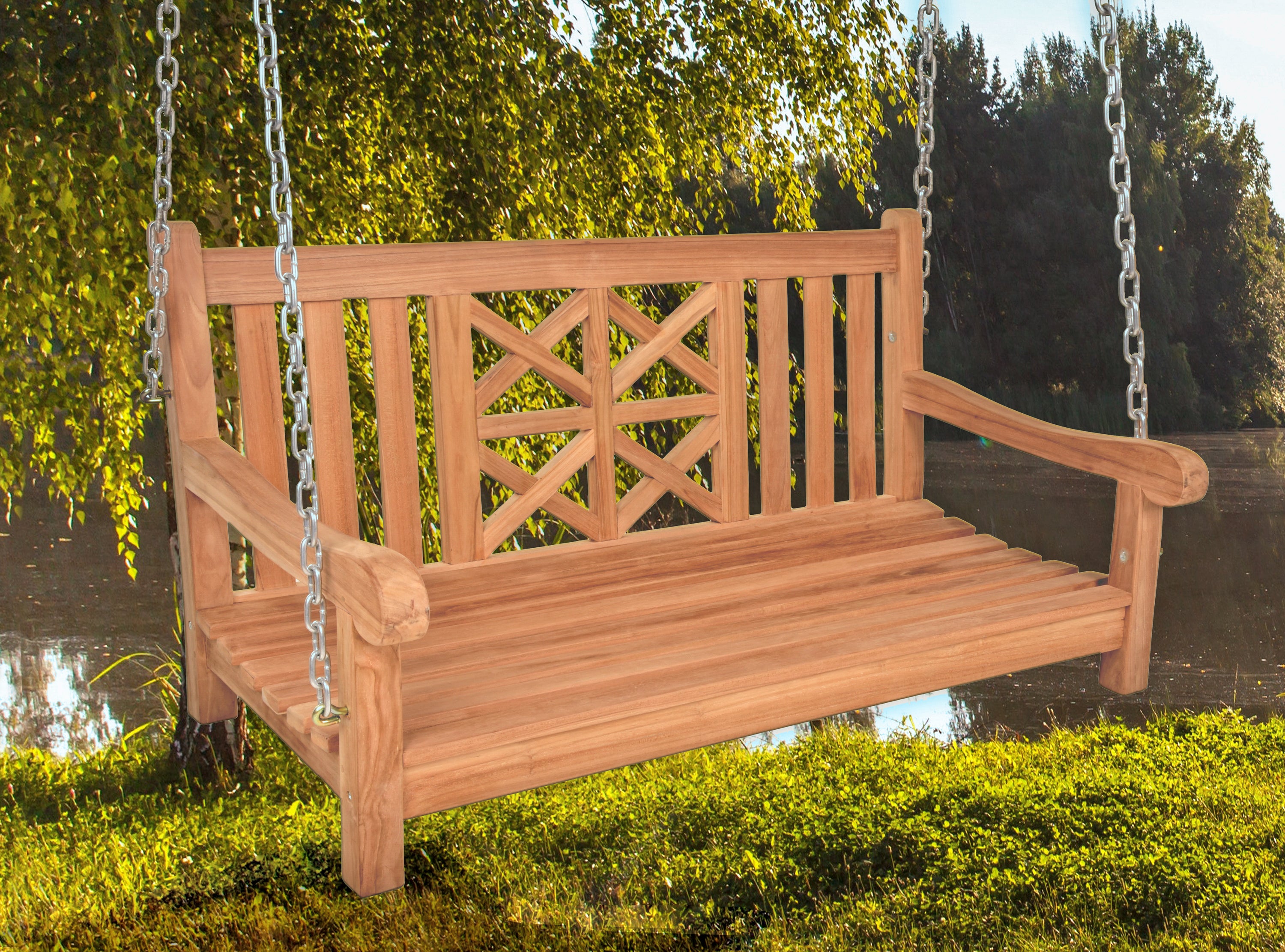 Hängebank Gartenschaukel LATOA Schaukelbank Teakholz von Garden Pleasure