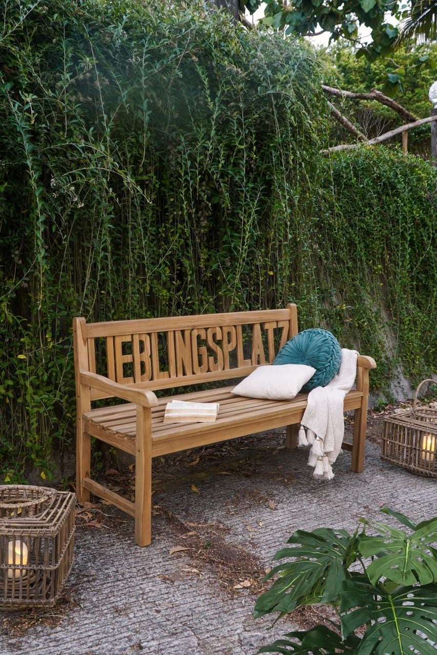 Bank Sitzbank LIEBLINGSPLATZ Gartenbank Teakholz 3-Sitzer von Garden Pleasure