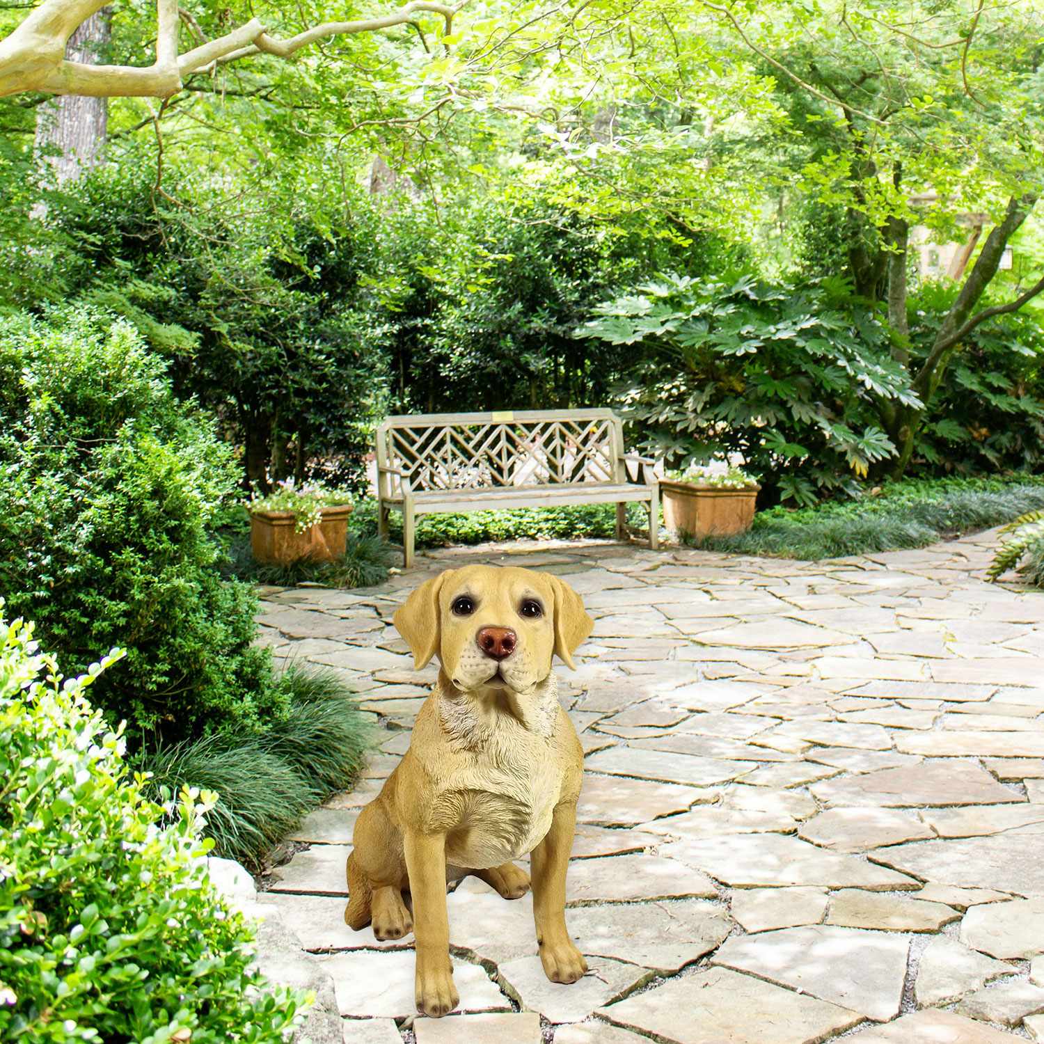 Hundefigur Labrador Figur „Balou“ Deko Hund Hundefiguren Lebensecht für Garten & Haus