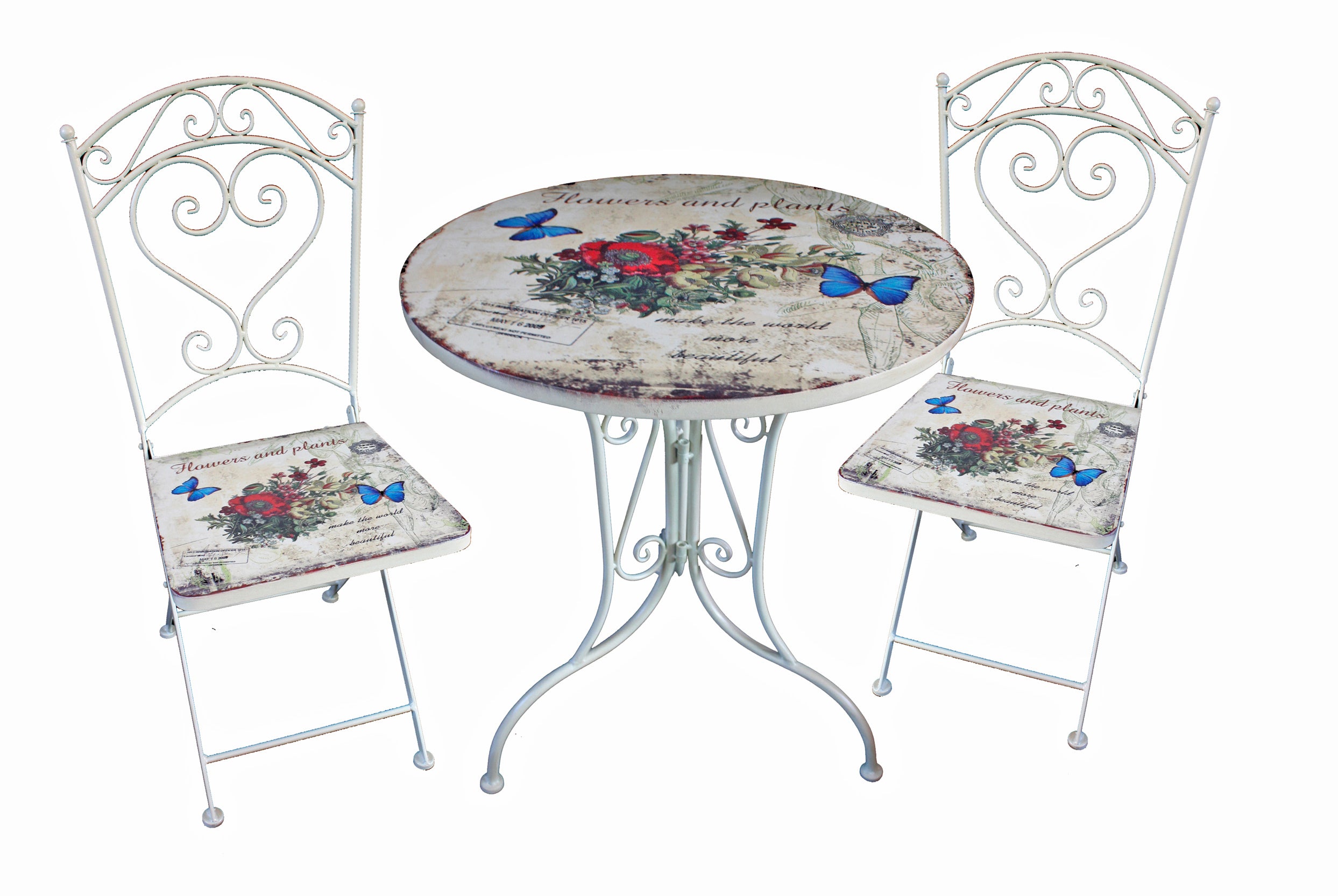 Sitzensemble Bistroset FLORAL Bistrogarnitur Outdoor von Garden Pleasu