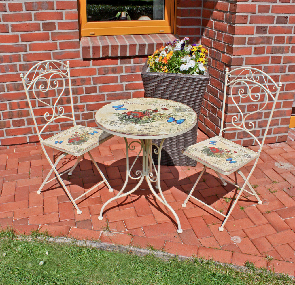 Bistro-Set Loungeset FLORAL Gartenlounge Outdoor-Set robust pflegeleicht Outdoor von Garden Pleasure