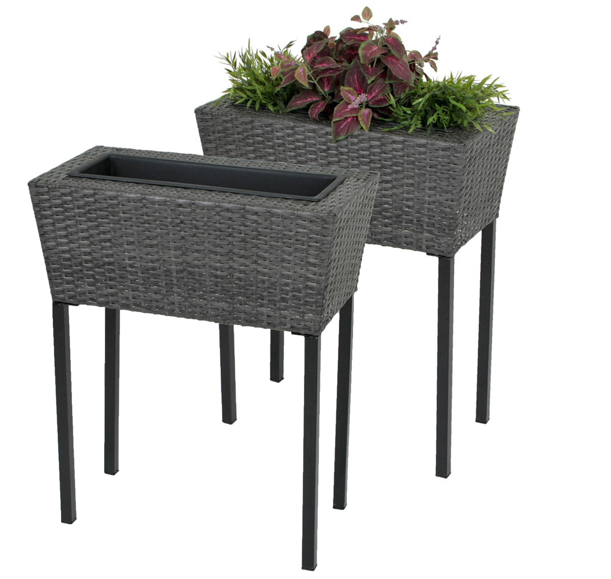 Hochbeet Pflanzkasten IRIS 2er Set Polyrattan dunkelgrau von Garden Pleasure
