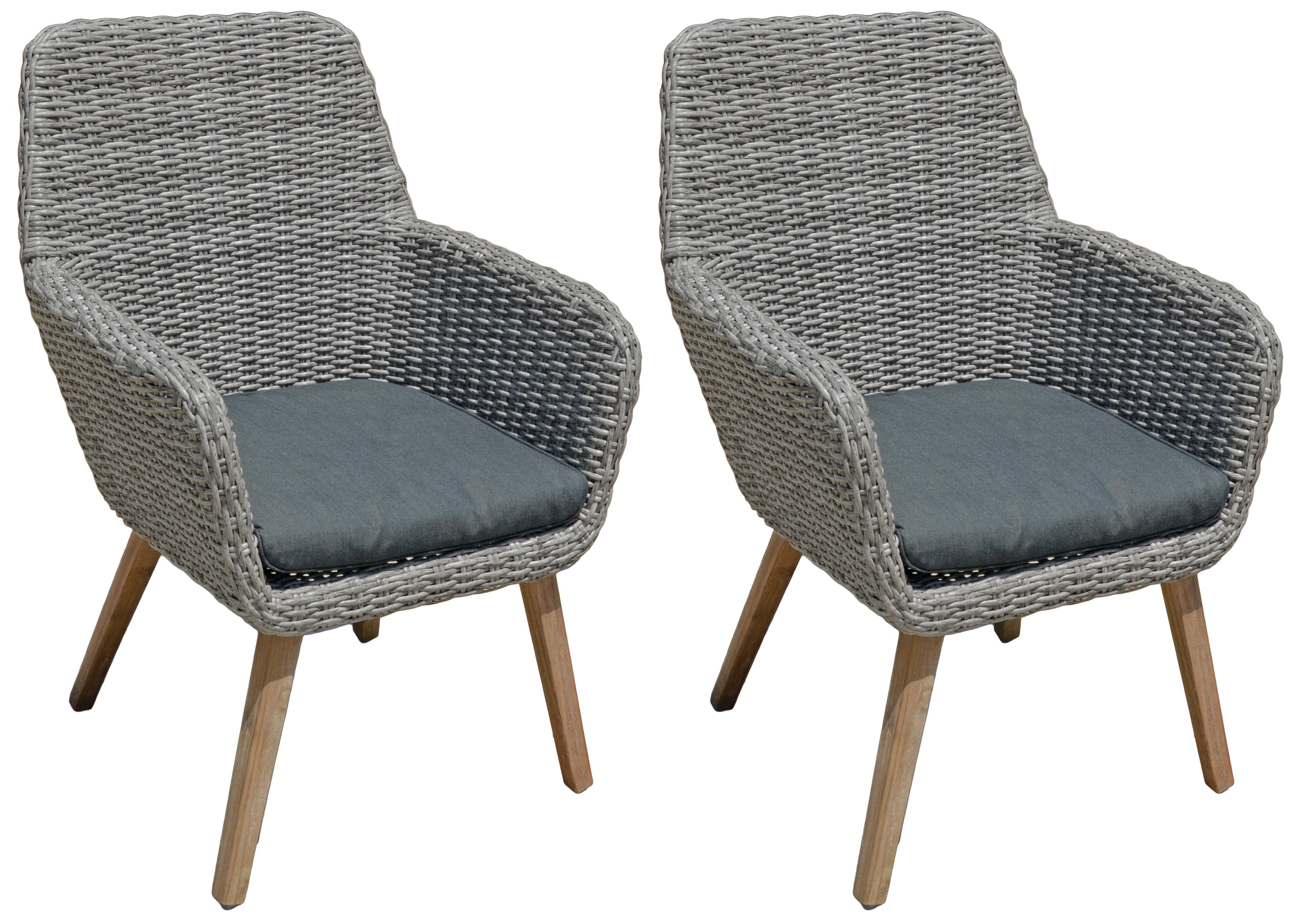 Gartensessel Loungesessel RAPALLO 2er Set Polyrattan Holz von Garden Pleasure