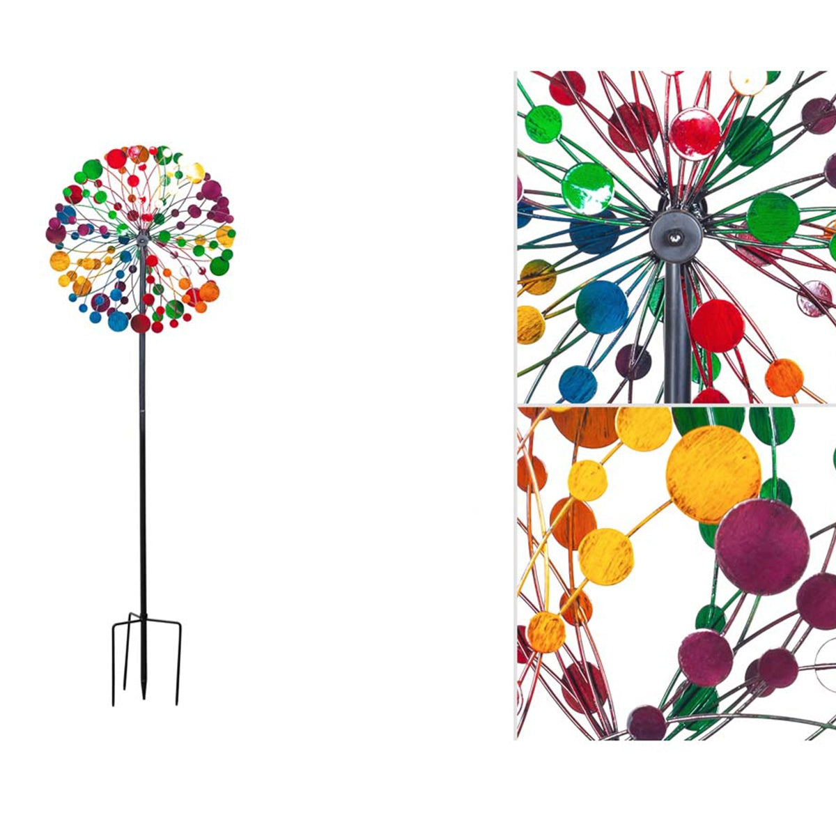 Kinetic Art Multi-colored Kaleidoscope Duett Metall Windrad Windspiel Doppel Windrad Gartendeko
