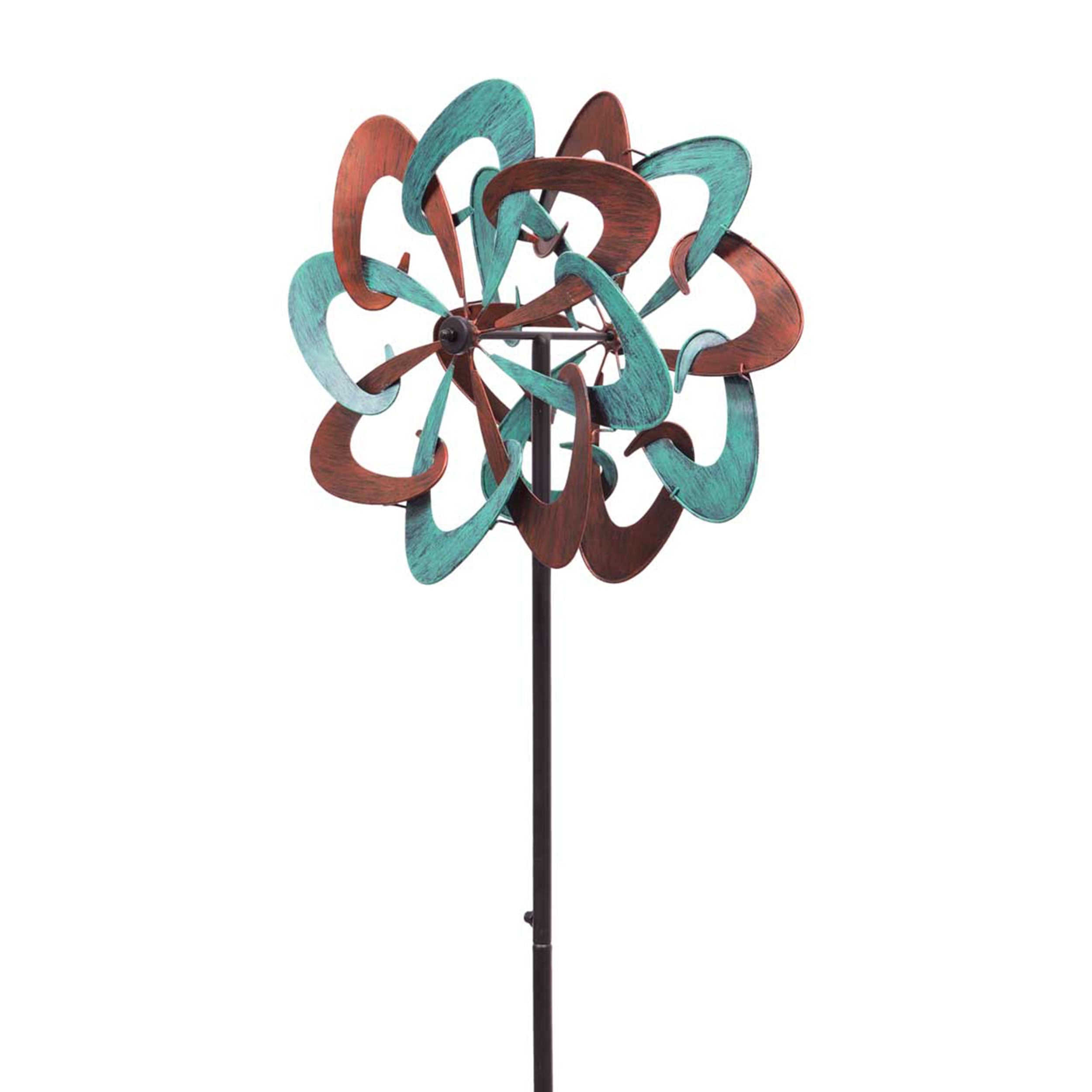 Kinetic Art Copper Swirl Duett Metall Windrad Windspiel Metall Garten Windrad stehend