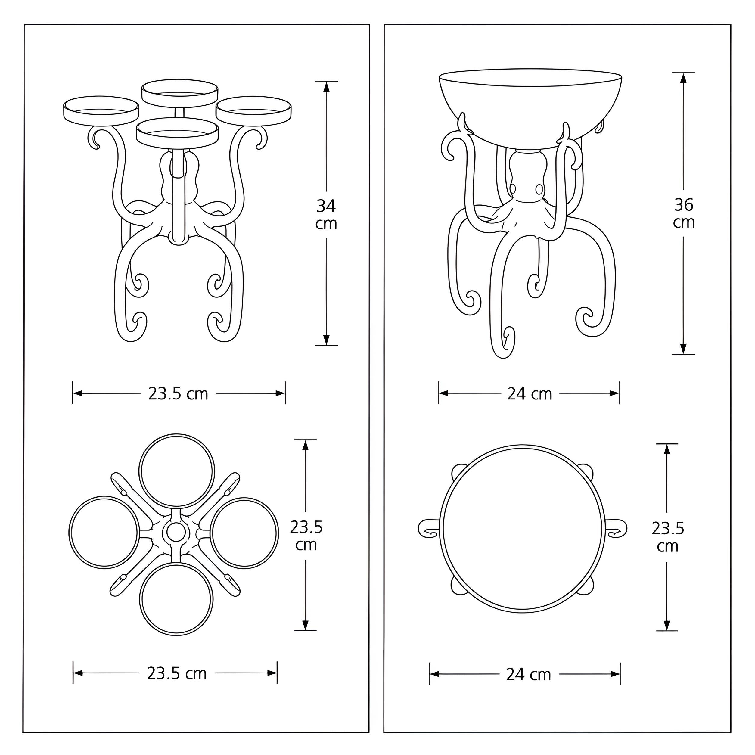 Maritime Deko Octopus aus Aluminium silber - Kerzenleuchter oder Deko-Schale als Tischdeko maritim Variante wählbar