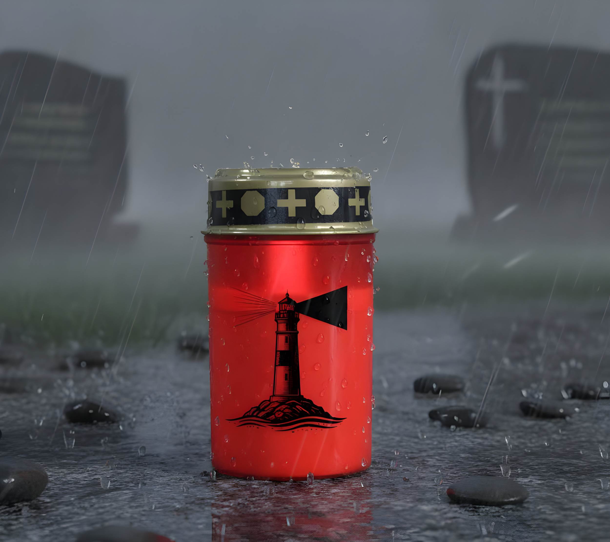 LED Grablicht mit Timer & Motivwahl - Grabkerze LED inklusive 2× Varta Longlife Batterie C für lange Laufzeit