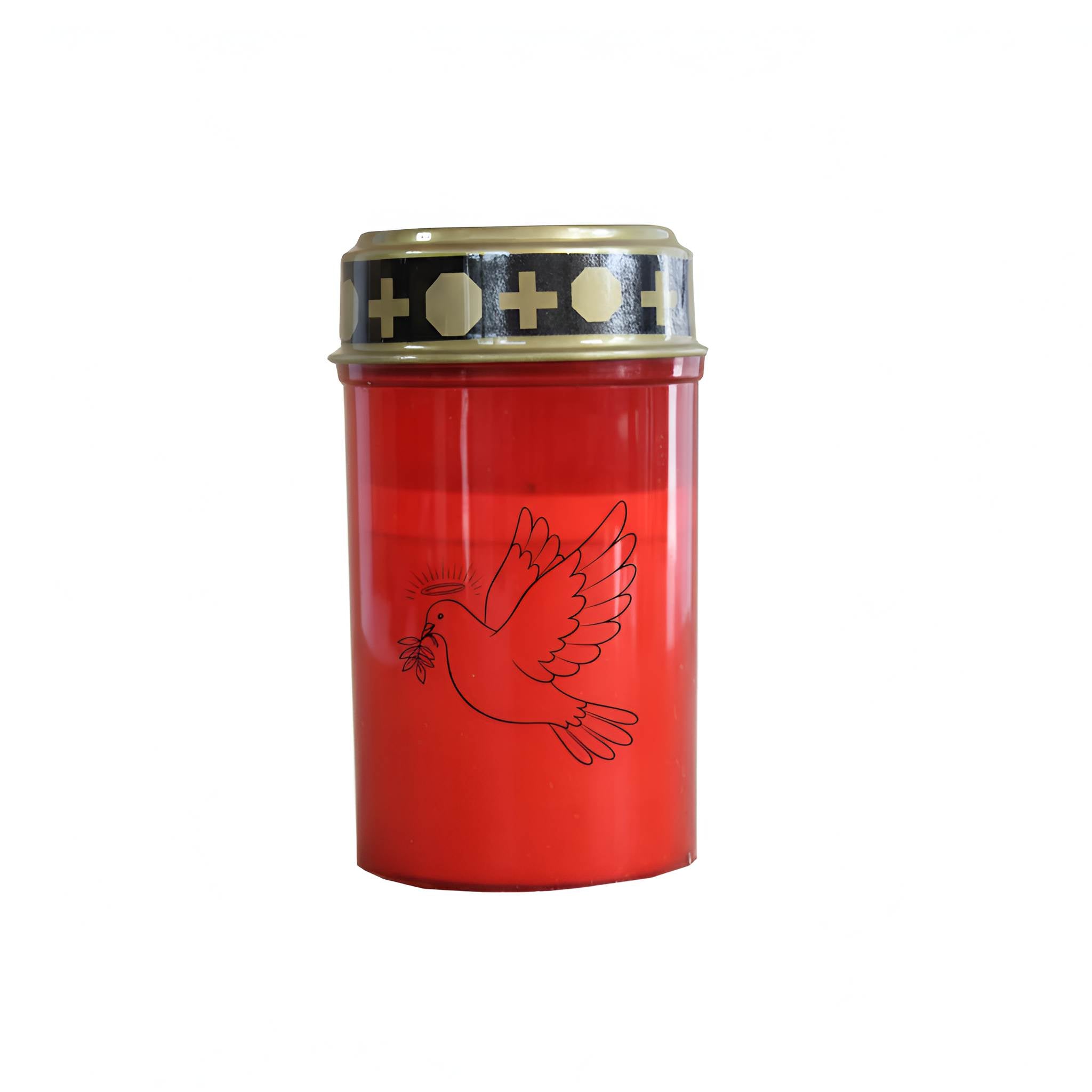 LED Grablicht mit 2× LR14 Batterien – Grabkerze LED, Grableuchte Ewiges Licht in Rot oder Weiß, verschiedene Motive zur Auswahl