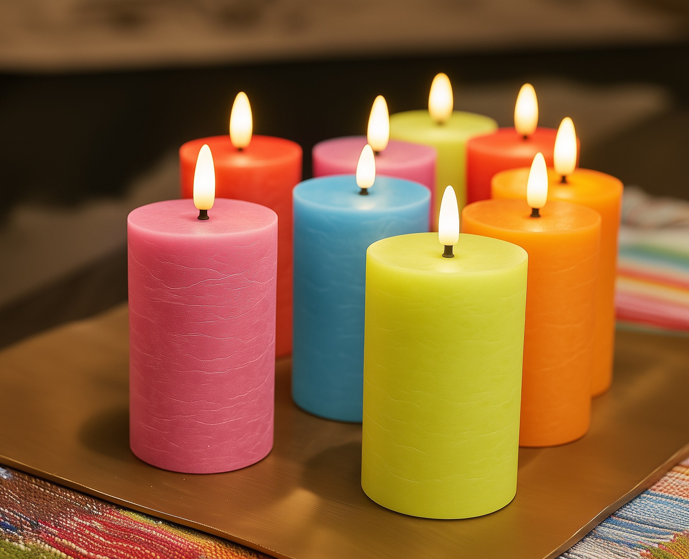 LED Kerzen mit Timer | Stumpenkerze 15x7,5 cm | LED Echtwachskerzen mit 3D Flamme und Fernbedienung | versch. Farben zur Auswahl