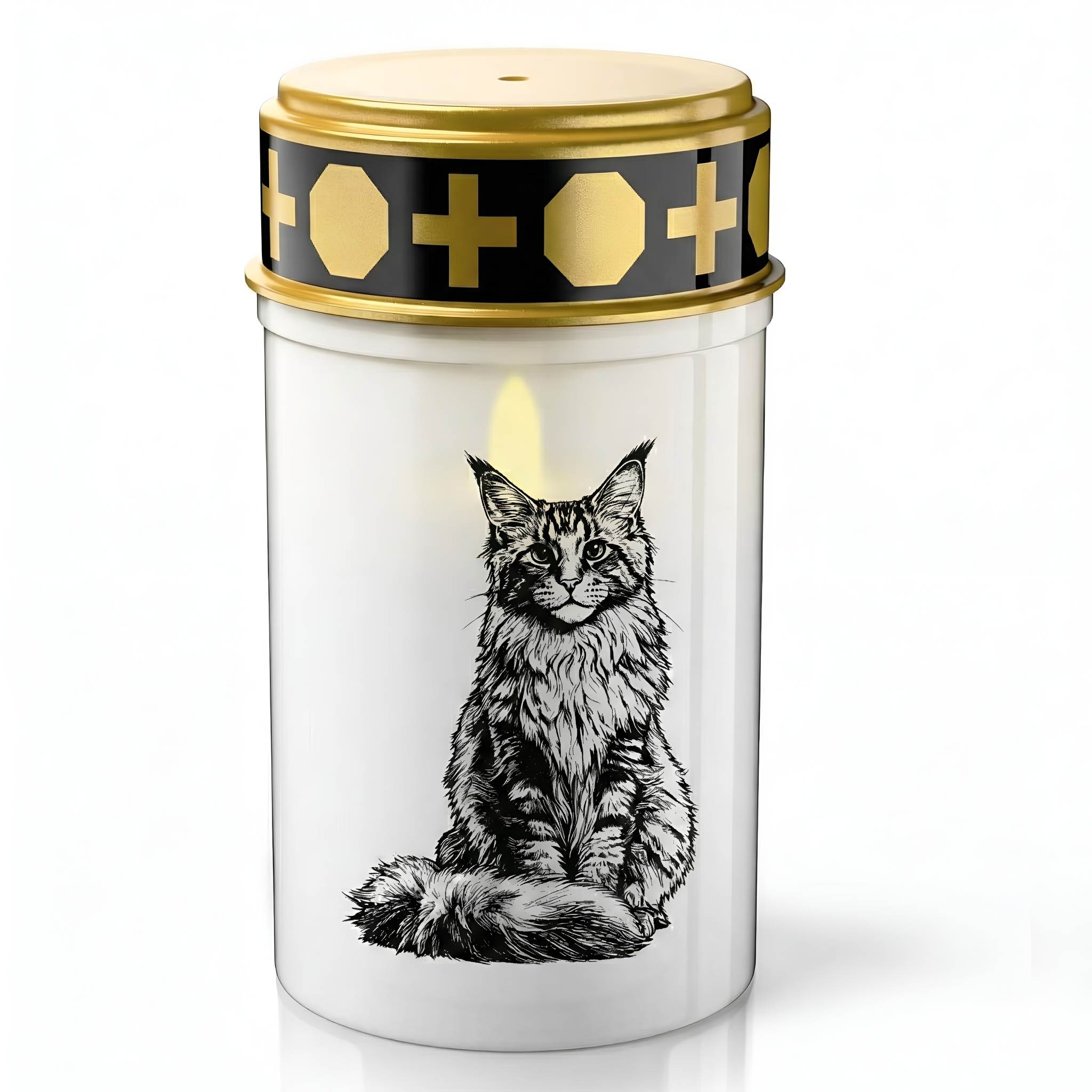 LED Grablicht Katze Grablicht LED Grabschmuck Katze in Rot oder Weiß mit verschiedenen Katzenmotiven und 2 Batterien für Tiergrab und Gedenkplatz