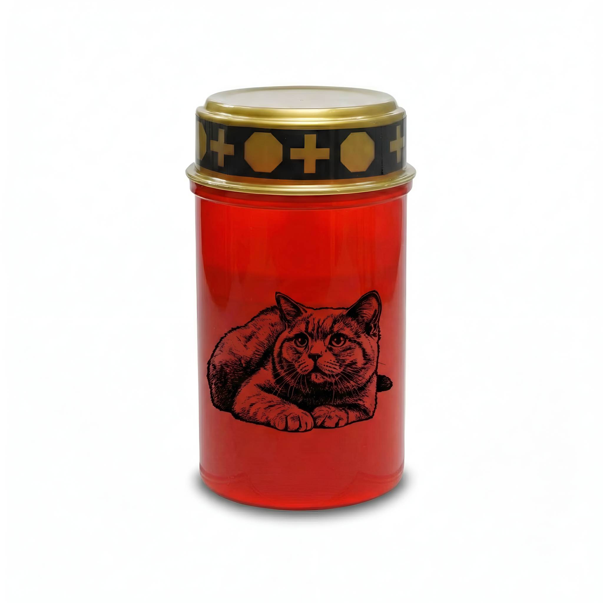 LED Grablicht Katze Grablicht LED Grabschmuck Katze in Rot oder Weiß mit verschiedenen Katzenmotiven und 2 Batterien für Tiergrab und Gedenkplatz