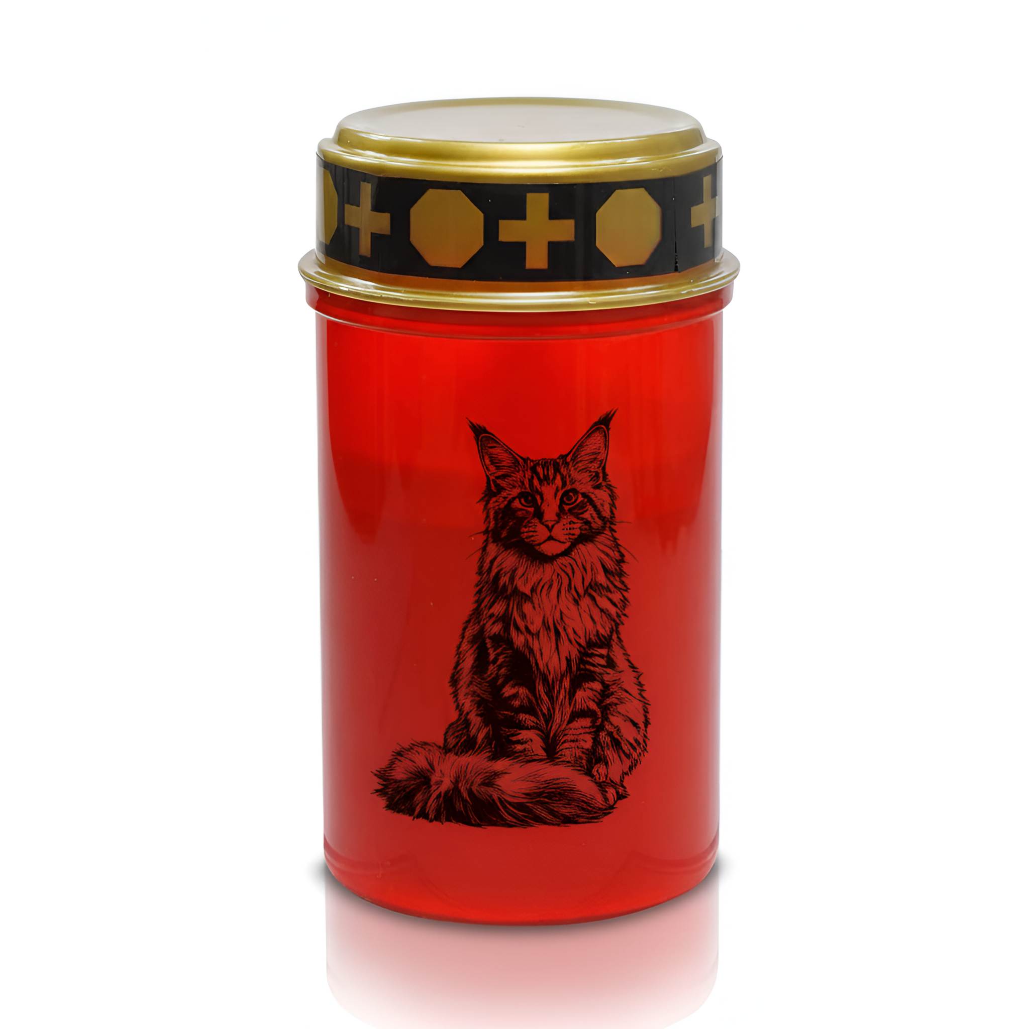 LED Grablicht Katze Grablicht LED Grabschmuck Katze in Rot oder Weiß mit verschiedenen Katzenmotiven und 2 Batterien für Tiergrab und Gedenkplatz