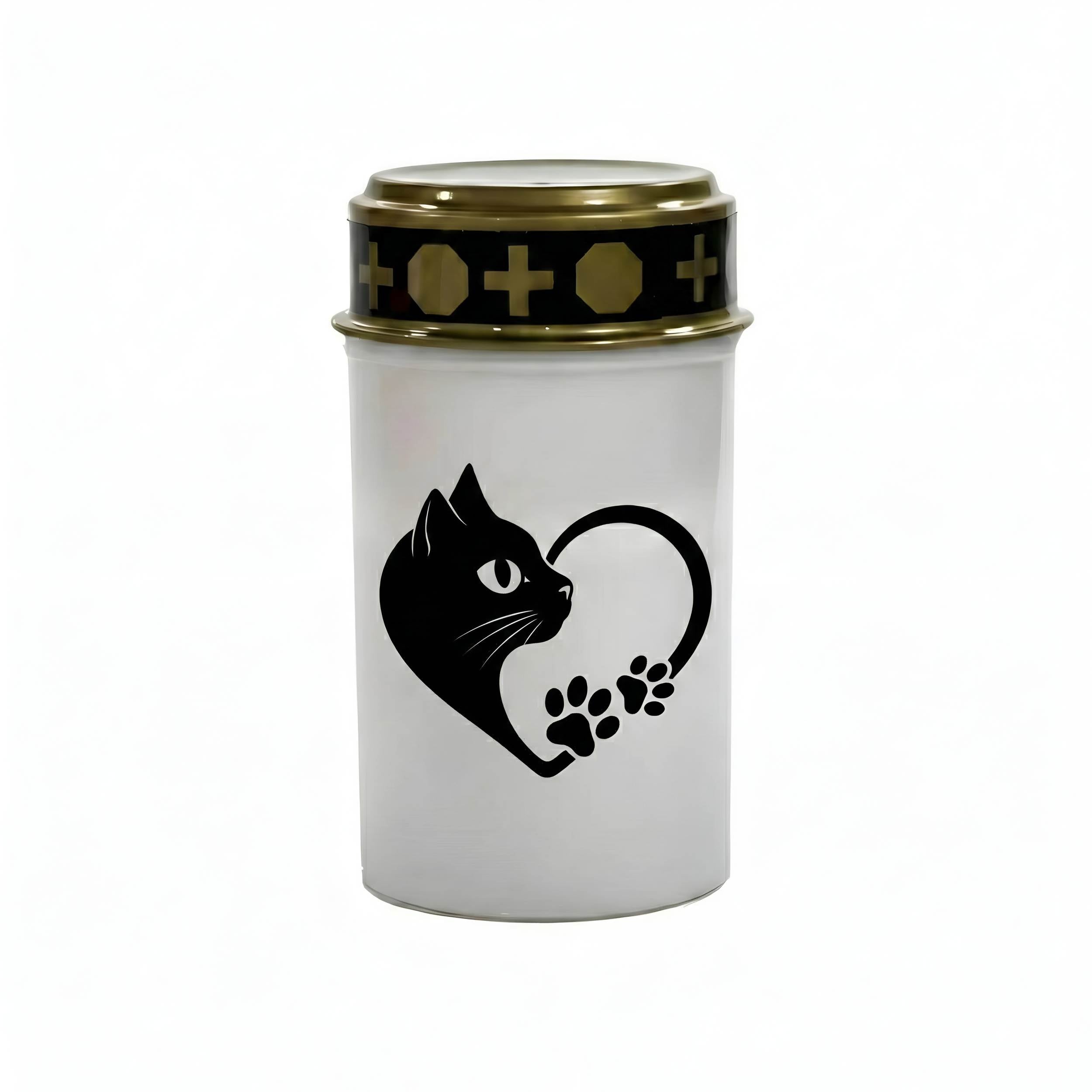 LED Grablicht Katze Grablicht LED Grabschmuck Katze in Rot oder Weiß mit verschiedenen Katzenmotiven und 2 Batterien für Tiergrab und Gedenkplatz