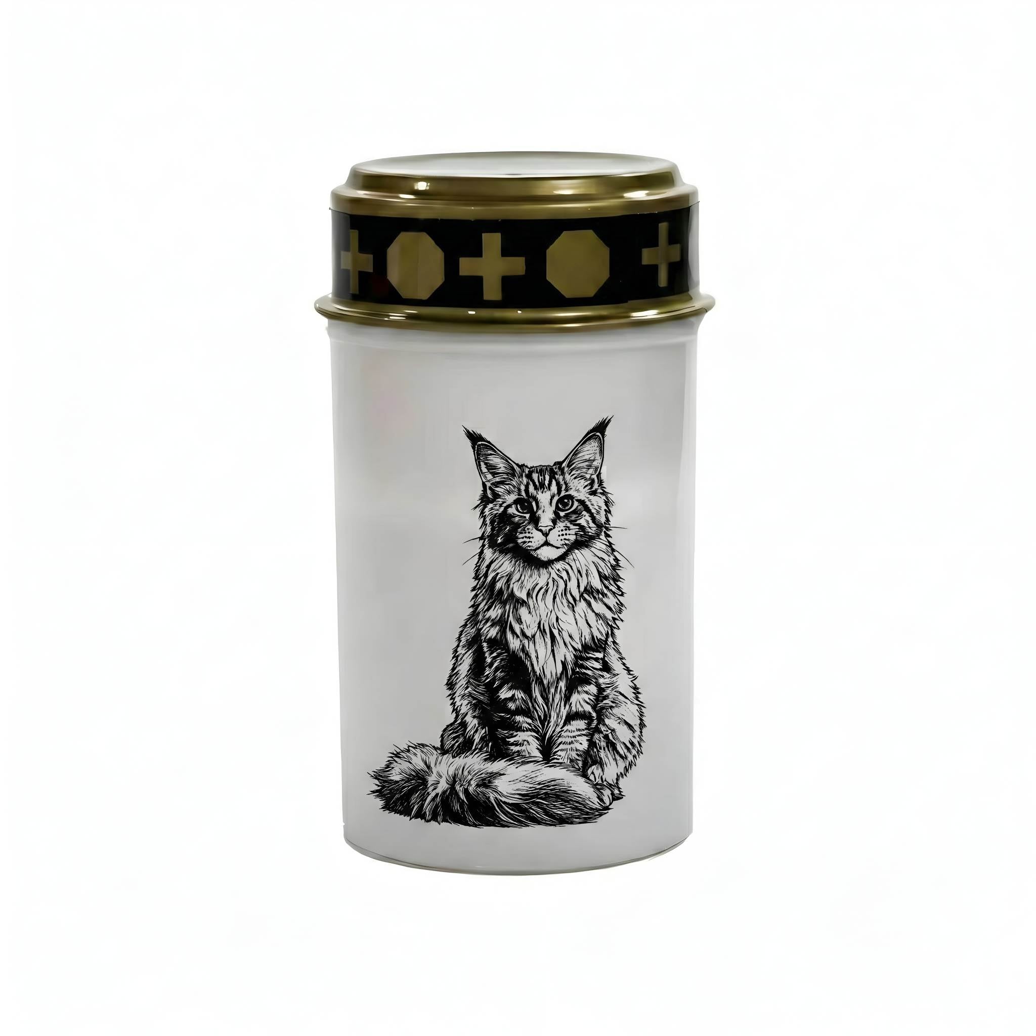 LED Grablicht Katze Grablicht LED Grabschmuck Katze in Rot oder Weiß mit verschiedenen Katzenmotiven und 2 Batterien für Tiergrab und Gedenkplatz