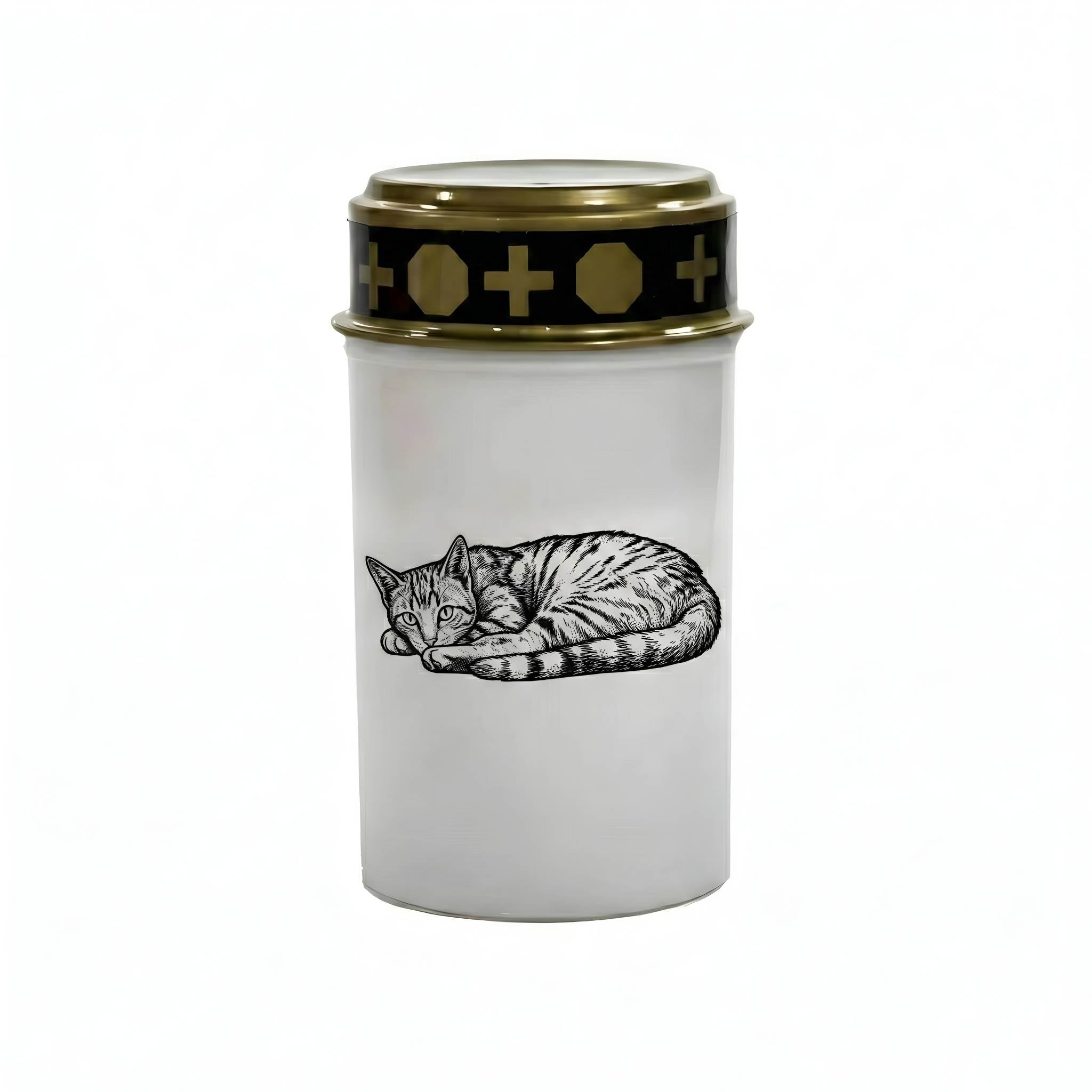 LED Grablicht Katze Grablicht LED Grabschmuck Katze in Rot oder Weiß mit verschiedenen Katzenmotiven und 2 Batterien für Tiergrab und Gedenkplatz