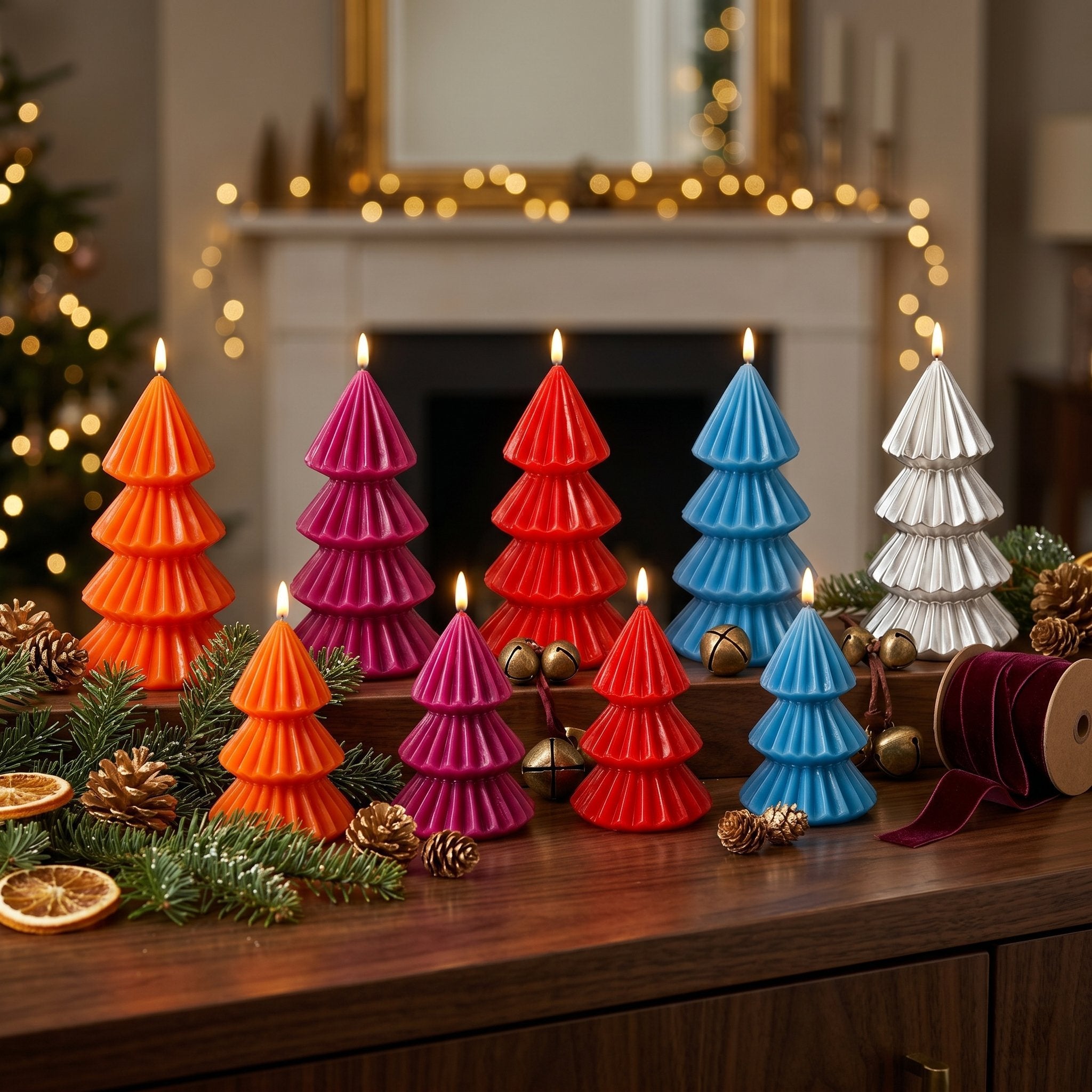 LED Kerze Tanne 3D Flamme mit Timer Led Kerzen Weihnachten Echtwachs Optik batteriebetrieben Weihnachtsdeko Fensterbank in Größe und Farbe wählbar