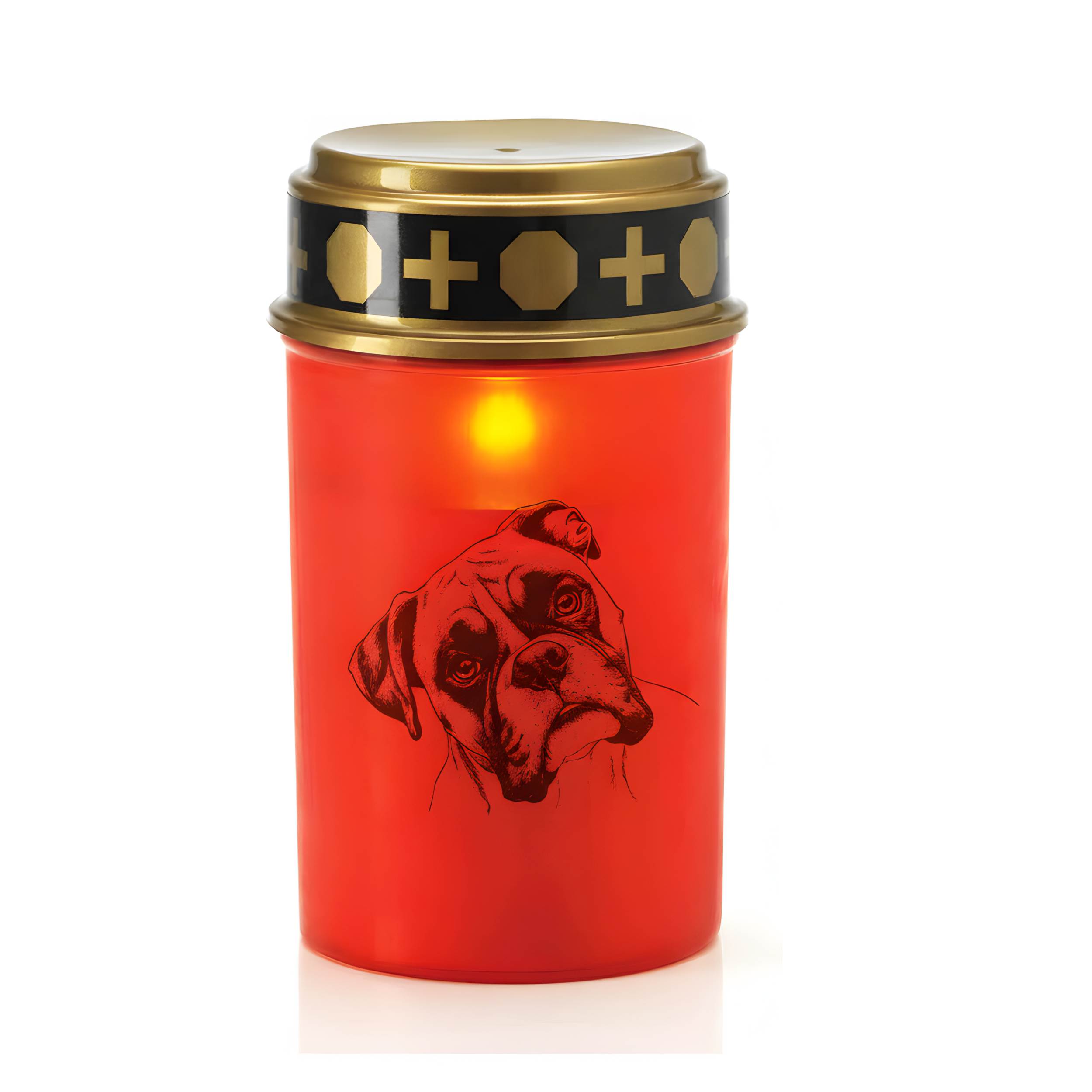 LED Grablicht Hund Grablicht LED mit 2 LR14 Batterien Grabschmuck Hund in Rot oder Weiß, verschiedene Motive zur Auswahl