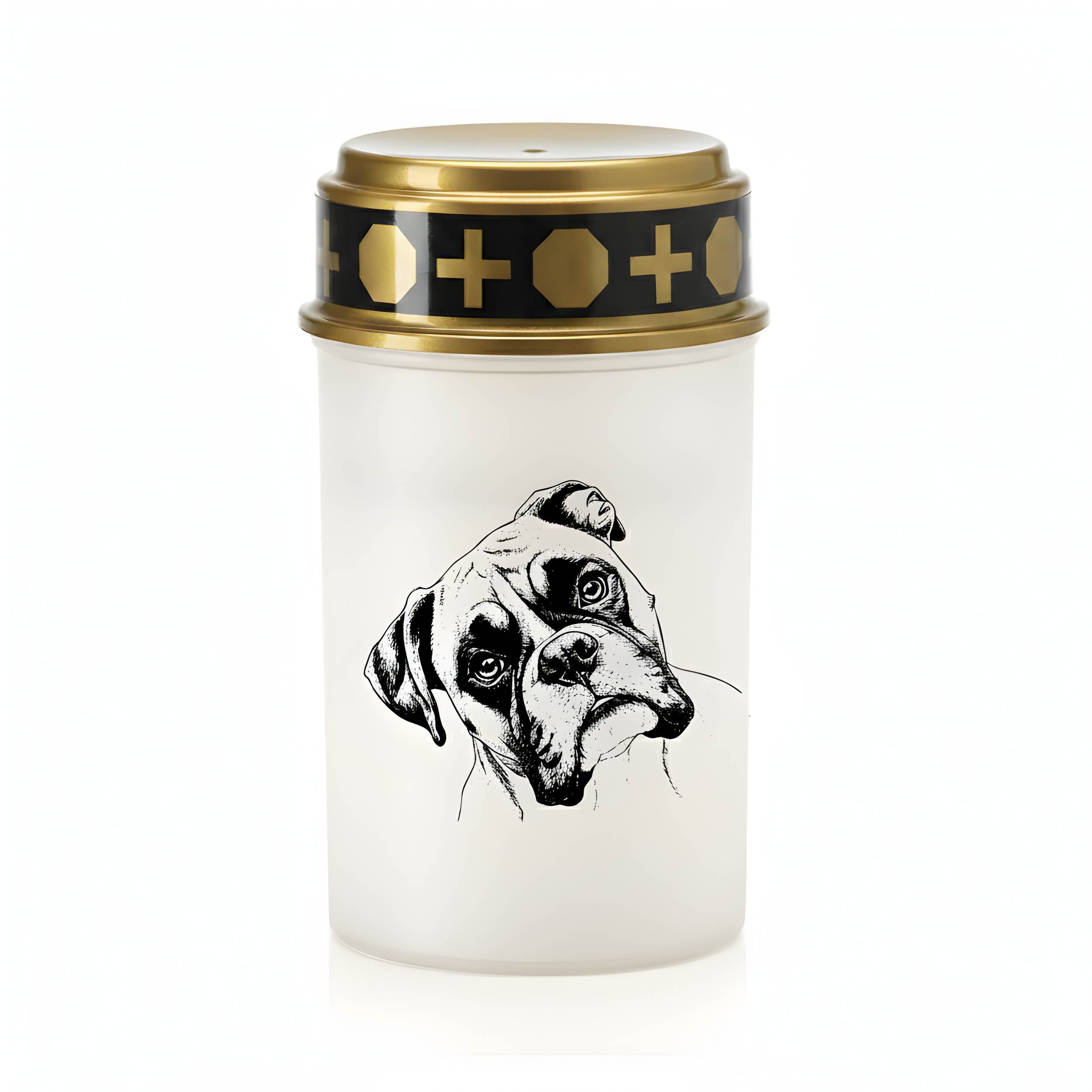 LED Grablicht Hund Grablicht LED mit 2 LR14 Batterien Grabschmuck Hund in Rot oder Weiß, verschiedene Motive zur Auswahl