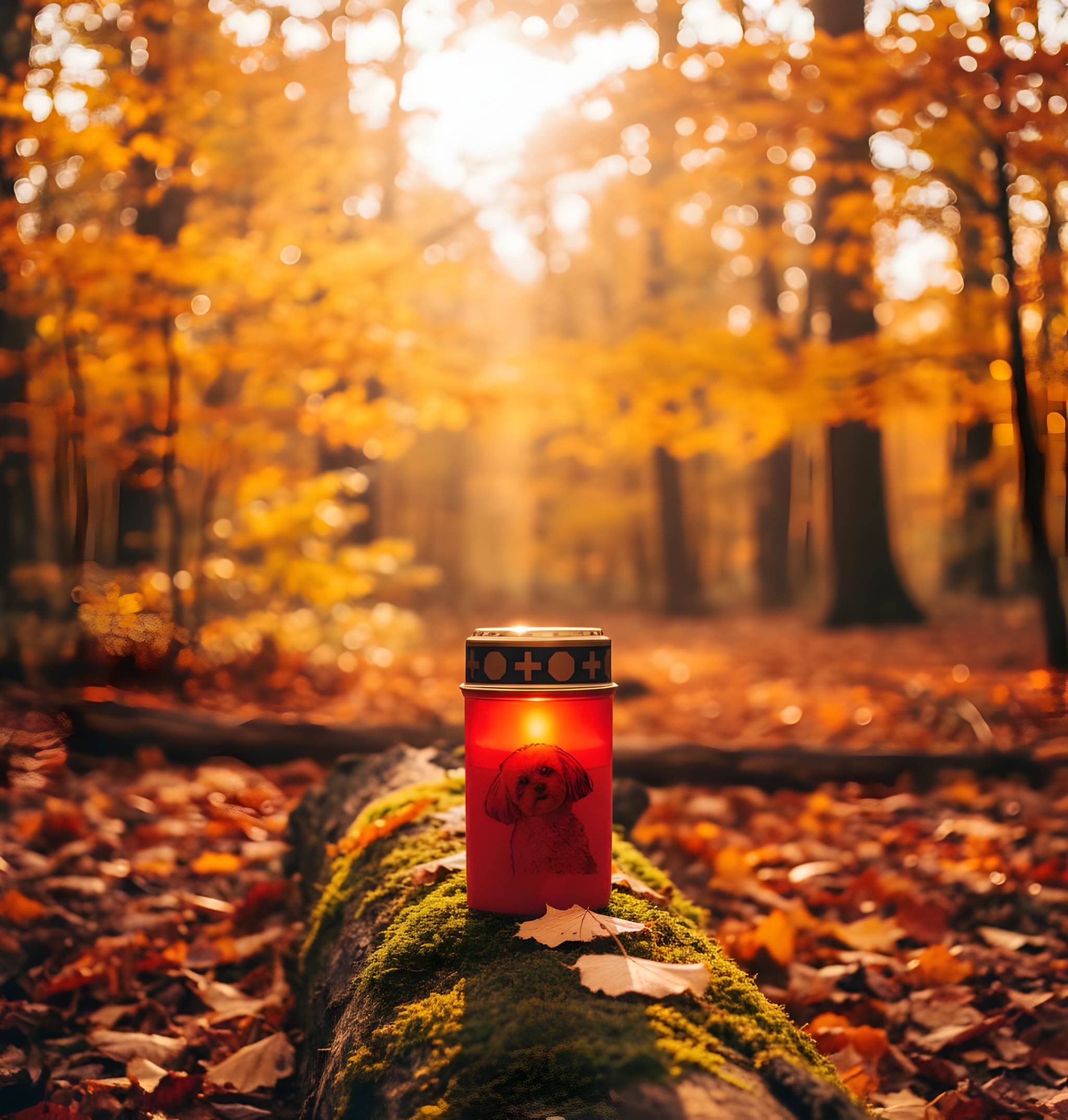 LED Grablicht Hund Grablicht LED mit 2 LR14 Batterien Grabschmuck Hund in Rot oder Weiß, verschiedene Motive zur Auswahl