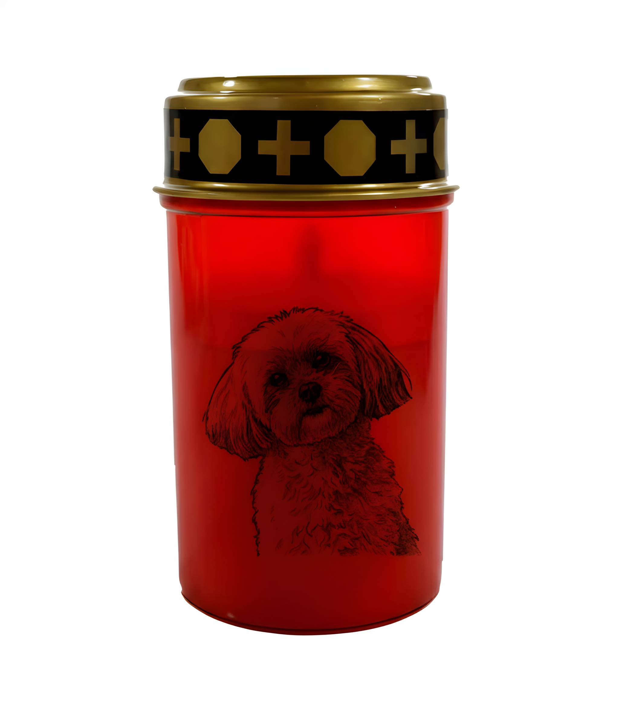 LED Grablicht Hund Grablicht LED mit 2 LR14 Batterien Grabschmuck Hund in Rot oder Weiß, verschiedene Motive zur Auswahl