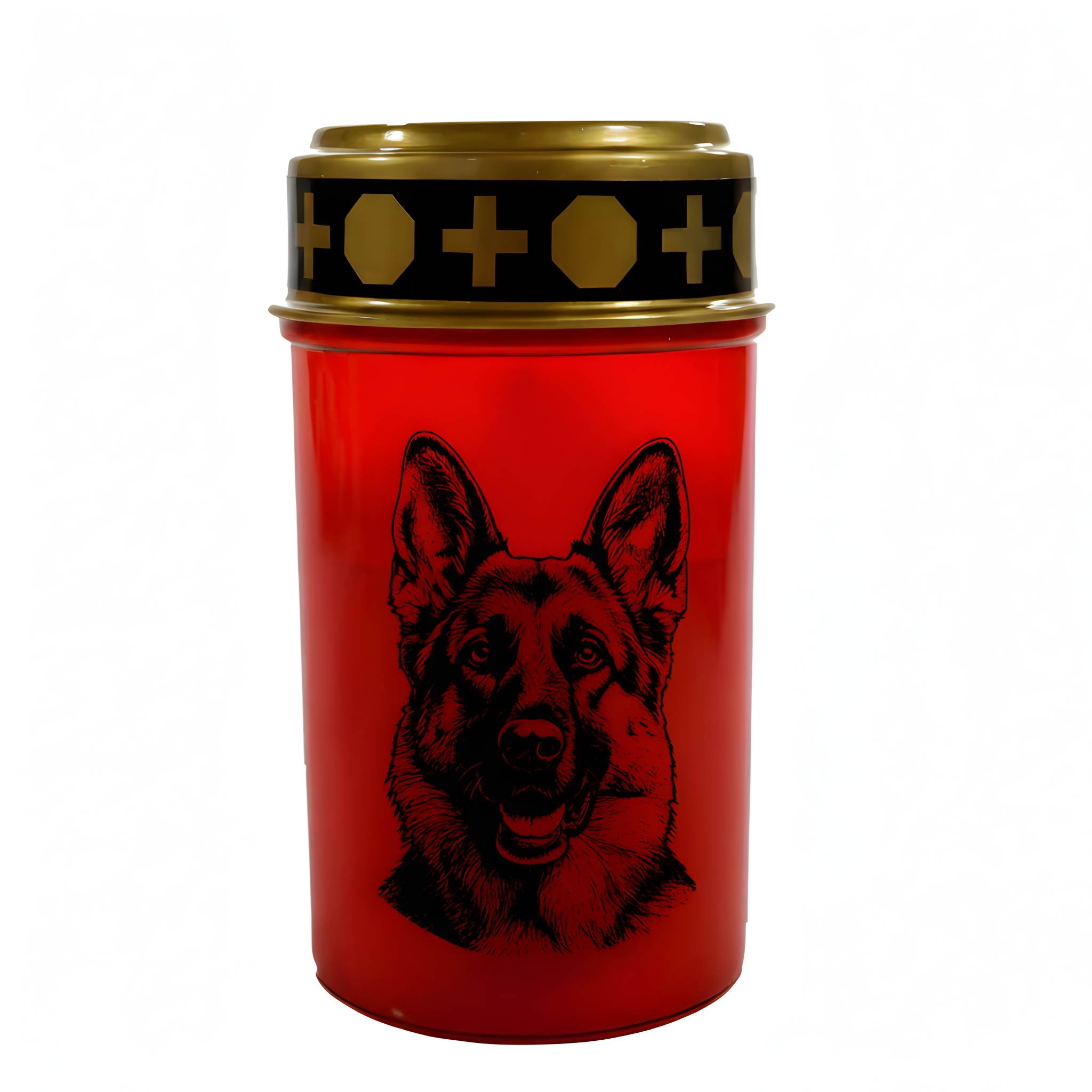 LED Grablicht Hund Grablicht LED mit 2 LR14 Batterien Grabschmuck Hund in Rot oder Weiß, verschiedene Motive zur Auswahl