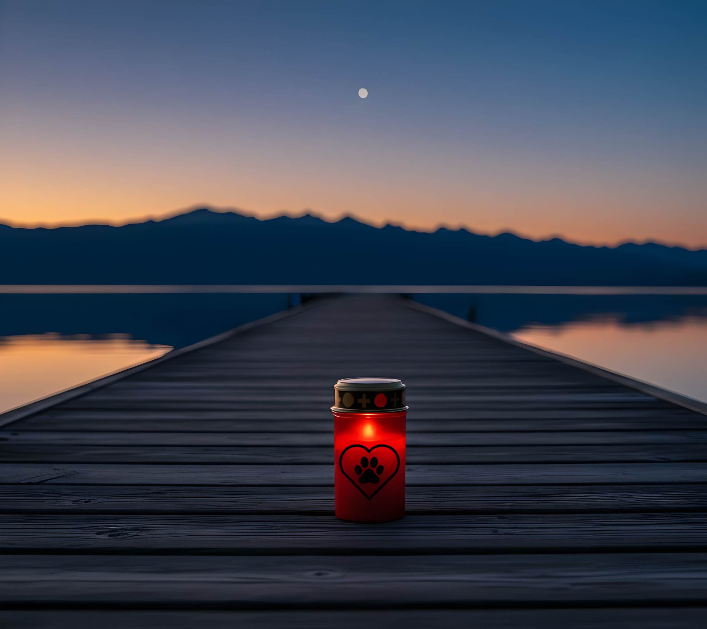 LED Grablicht Hund Grablicht LED mit 2 LR14 Batterien Grabschmuck Hund in Rot oder Weiß, verschiedene Motive zur Auswahl