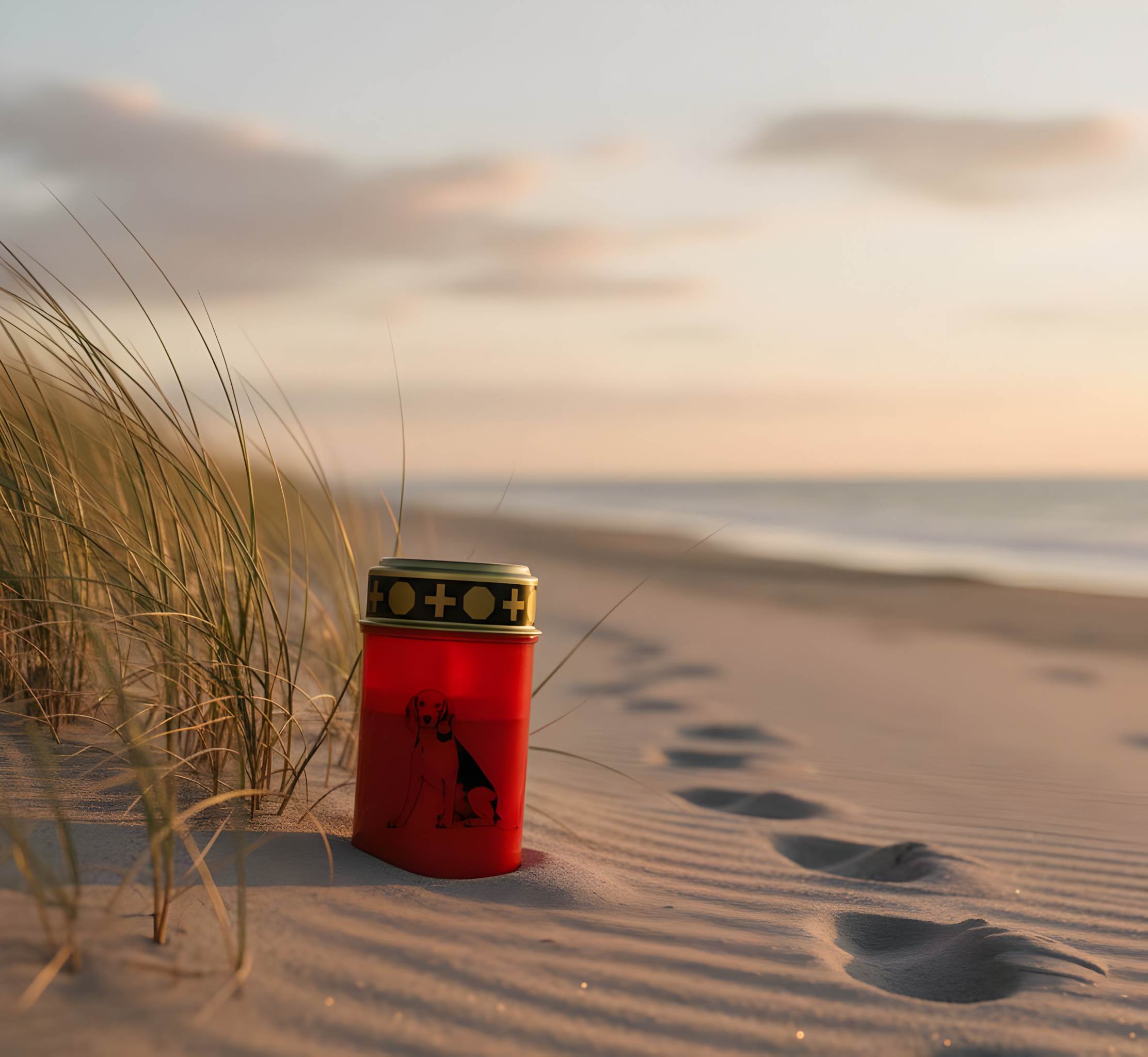 LED Grablicht Hund Grablicht LED mit 2 LR14 Batterien Grabschmuck Hund in Rot oder Weiß, verschiedene Motive zur Auswahl