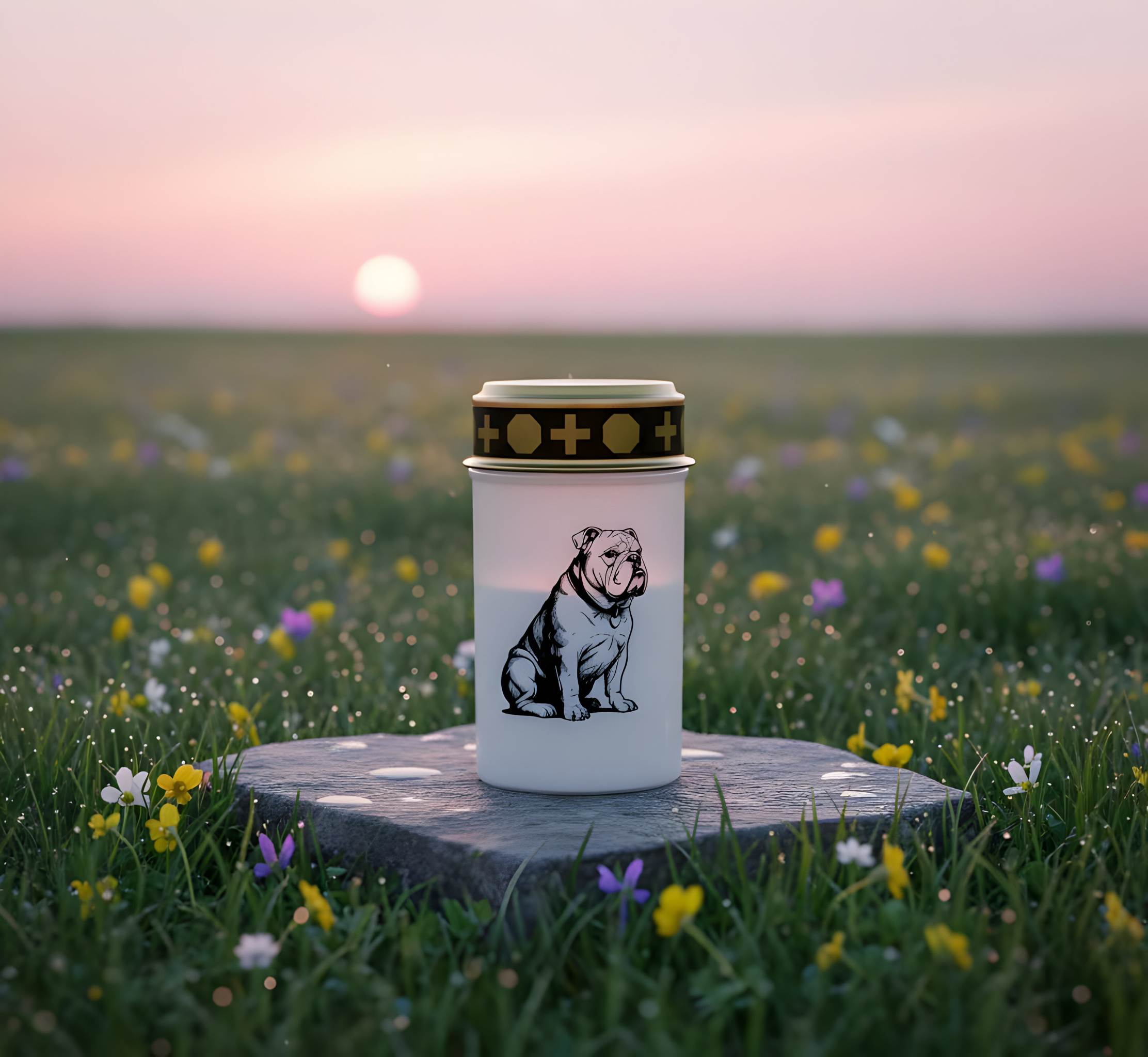 LED Grablicht Hund Grablicht LED mit 2 LR14 Batterien Grabschmuck Hund in Rot oder Weiß, verschiedene Motive zur Auswahl