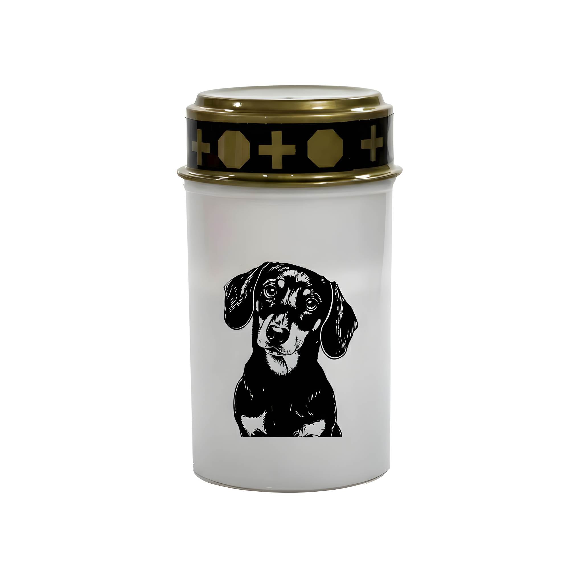 LED Grablicht Hund Grablicht LED mit 2 LR14 Batterien Grabschmuck Hund in Rot oder Weiß, verschiedene Motive zur Auswahl