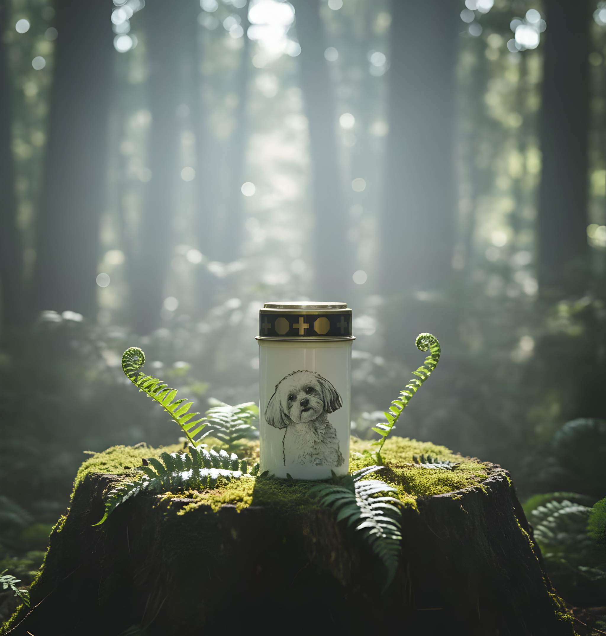 LED Grablicht Hund Grablicht LED mit 2 LR14 Batterien Grabschmuck Hund in Rot oder Weiß, verschiedene Motive zur Auswahl