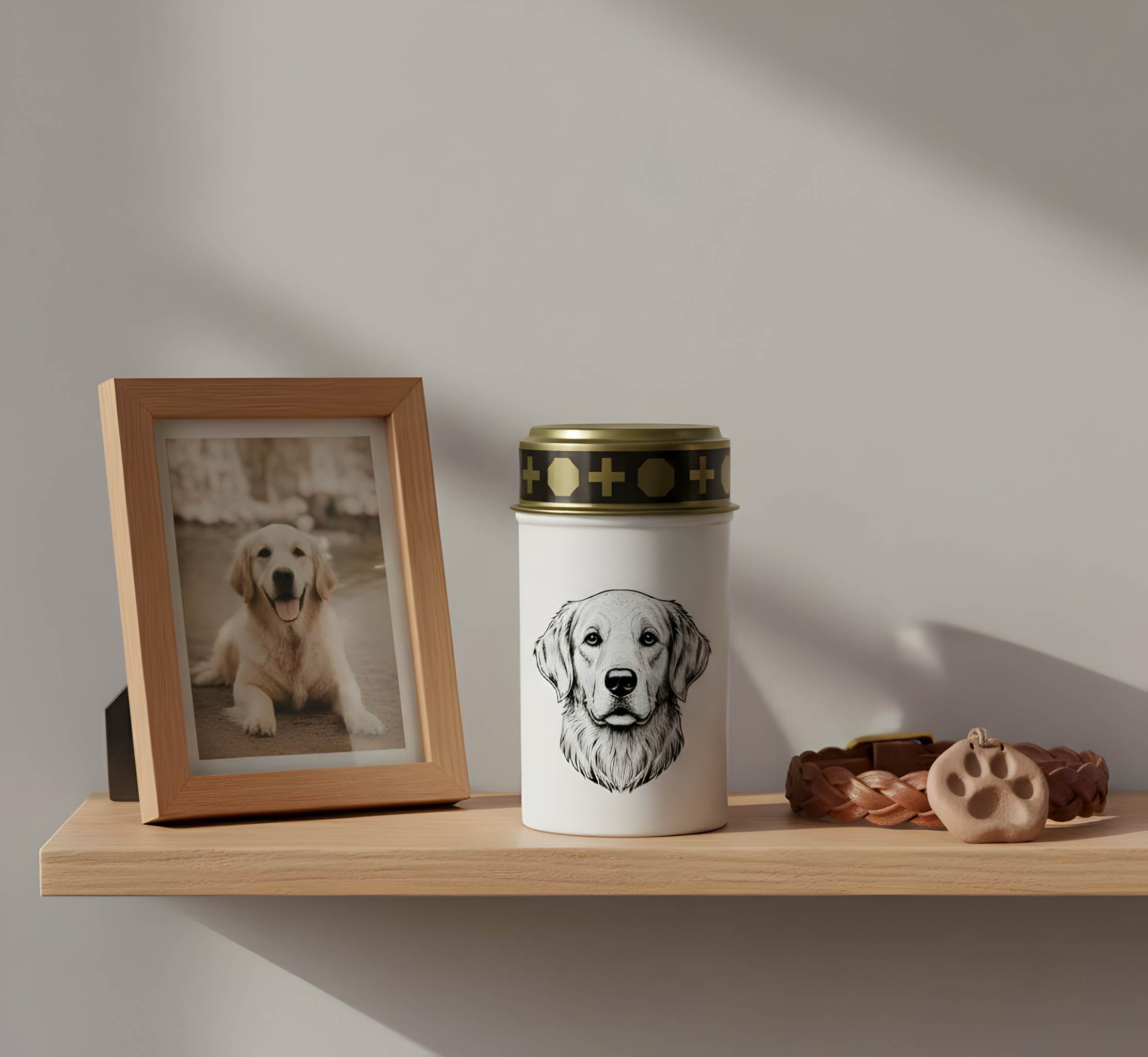 LED Grablicht Hund Grablicht LED mit 2 LR14 Batterien Grabschmuck Hund in Rot oder Weiß, verschiedene Motive zur Auswahl