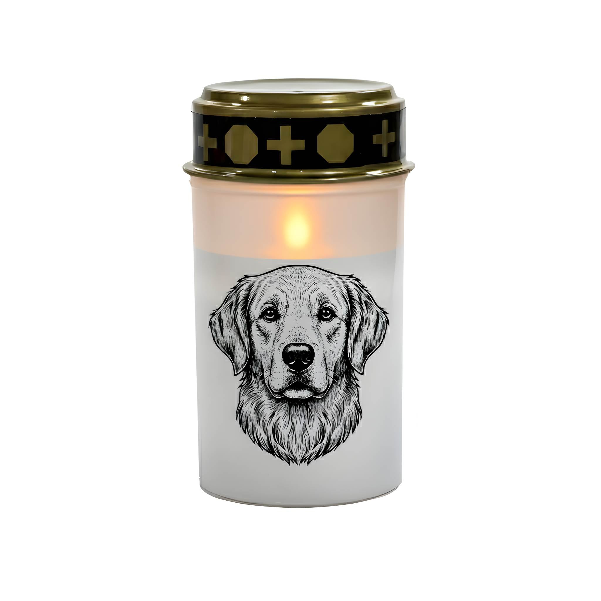 LED Grablicht Hund Grablicht LED mit 2 LR14 Batterien Grabschmuck Hund in Rot oder Weiß, verschiedene Motive zur Auswahl