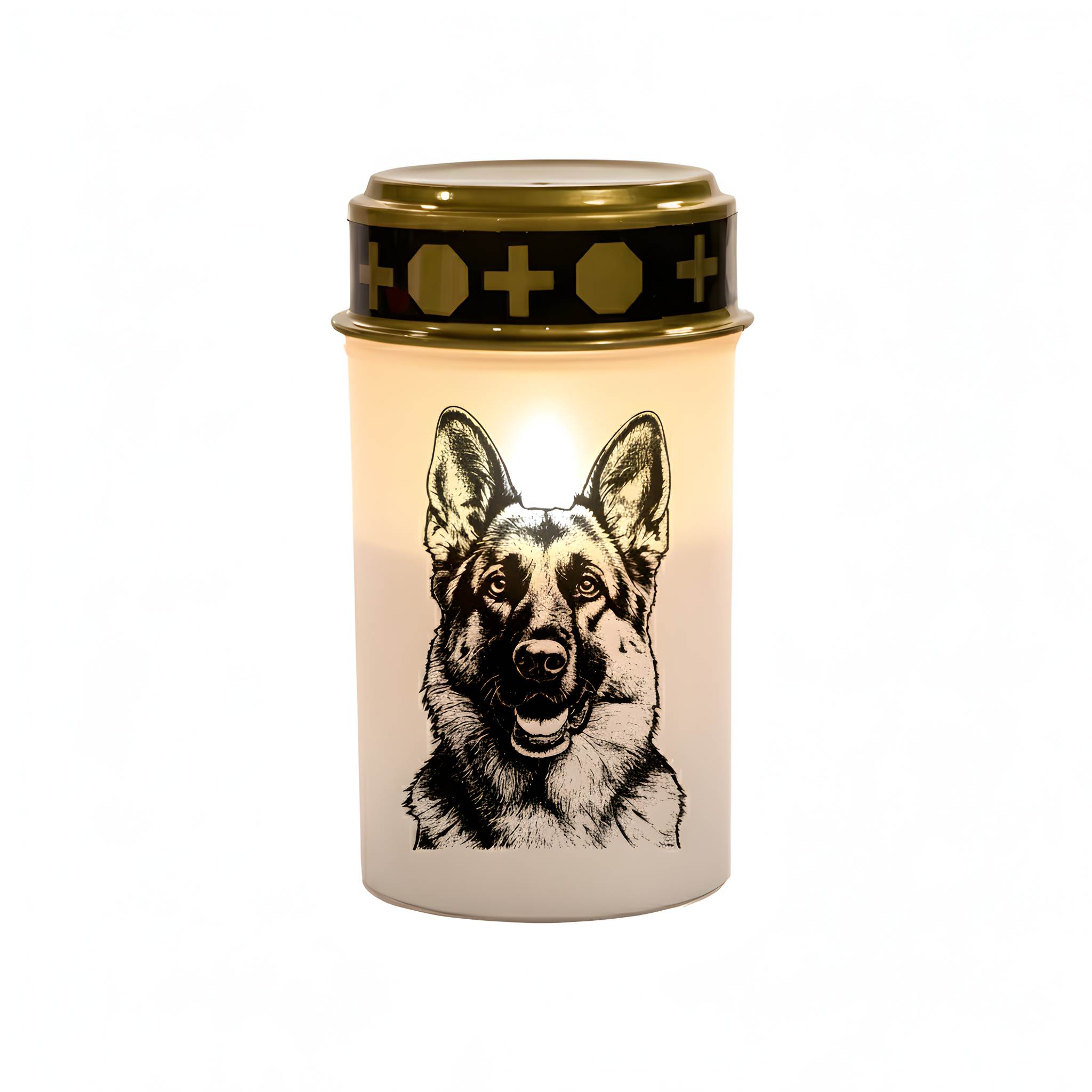 LED Grablicht Hund Grablicht LED mit 2 LR14 Batterien Grabschmuck Hund in Rot oder Weiß, verschiedene Motive zur Auswahl