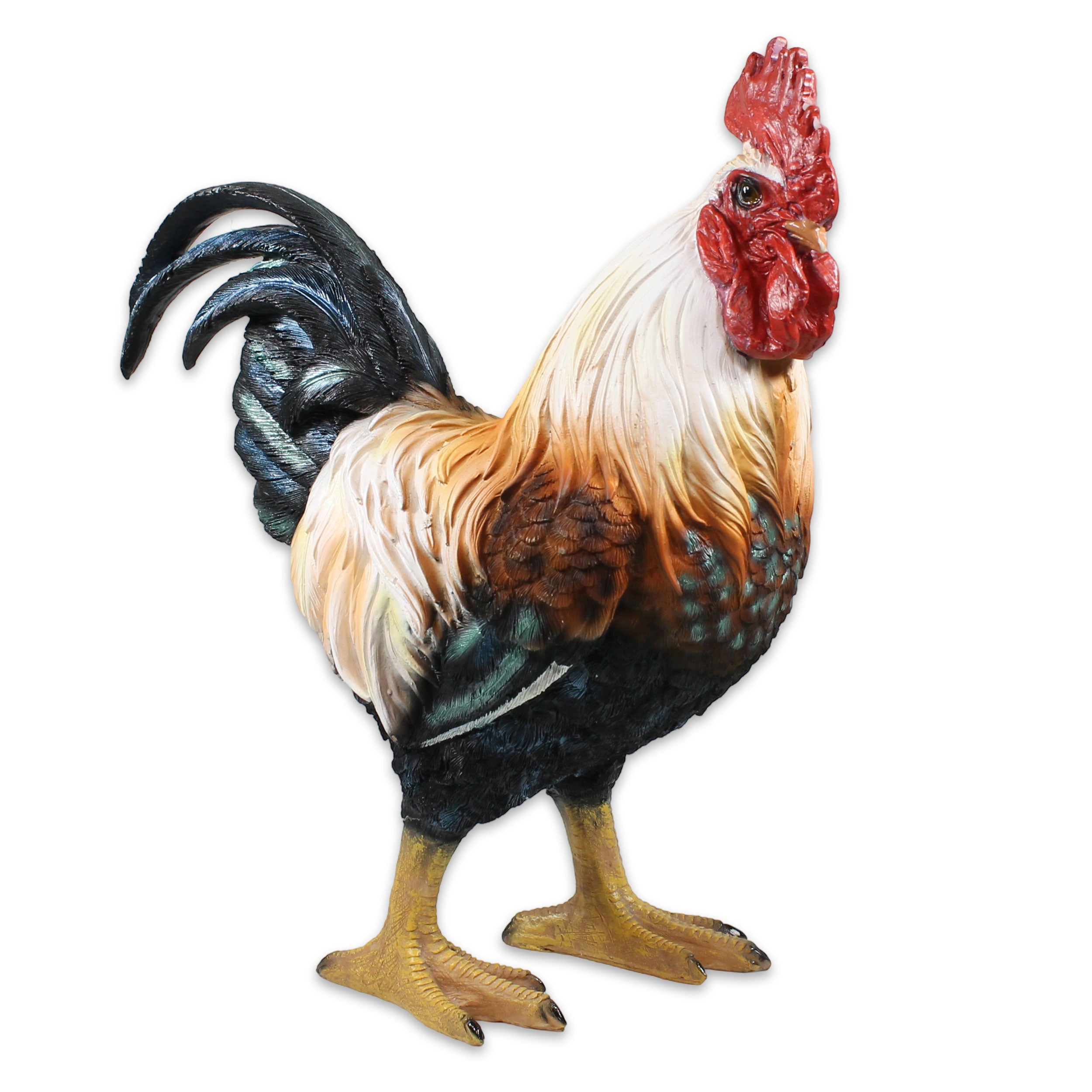 Hahn Figur für Garten 35 cm – wetterfester Deko Hahn aus Polyresin – detailreiche Gartendeko im Landhausstil