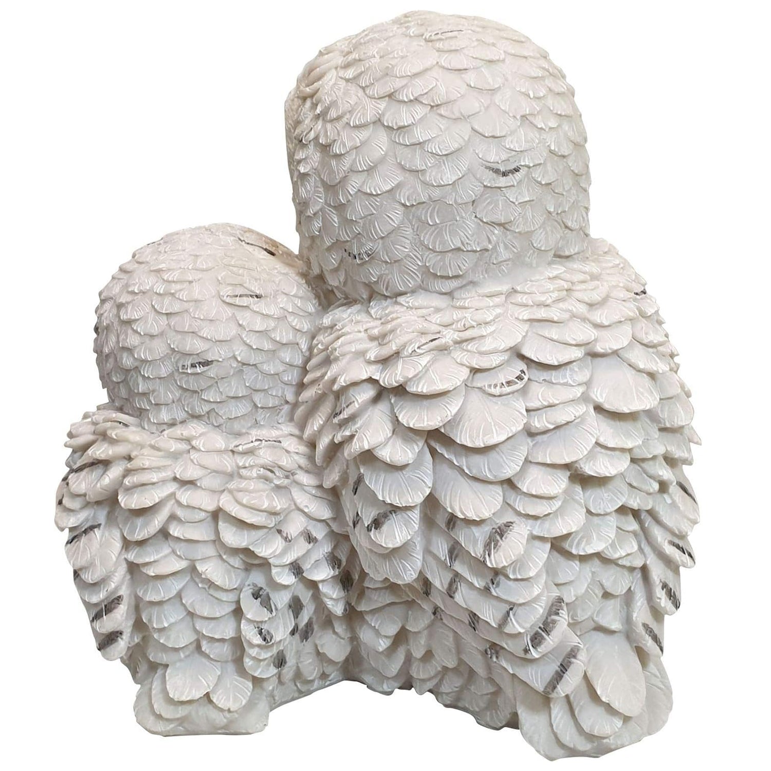 Schneeeule Schnee-Eule mit Kind Tierfigur Gartenfigur Dekofigur