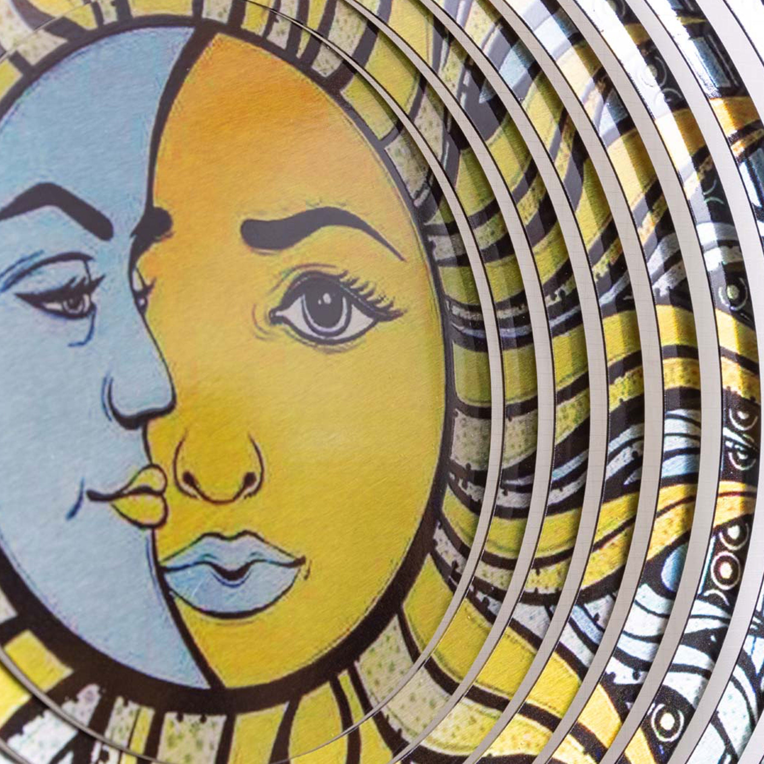 Kinetic Art 3D Sun & Moon Metall Windspiel hängend außergewöhnliche Windspiele Edelstahl