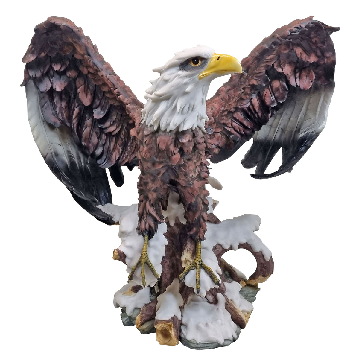 Adler Figur groß Weißkopfseeadler Elvis mit ausgebreiteten Flügeln Gartenfigur Adler wetterfest Greifvogel Deko für Garten Terrasse und Wohnbereich