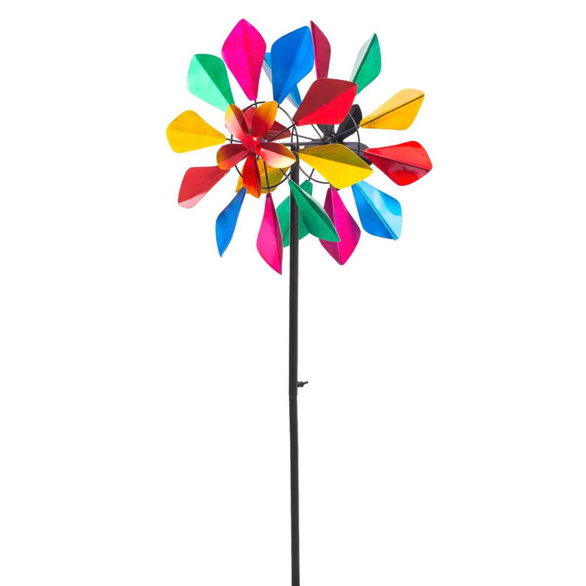 Kinetic Art Multi-colored Flower Duett Metall Windrad Windspiel Doppel Windrad Gartendeko