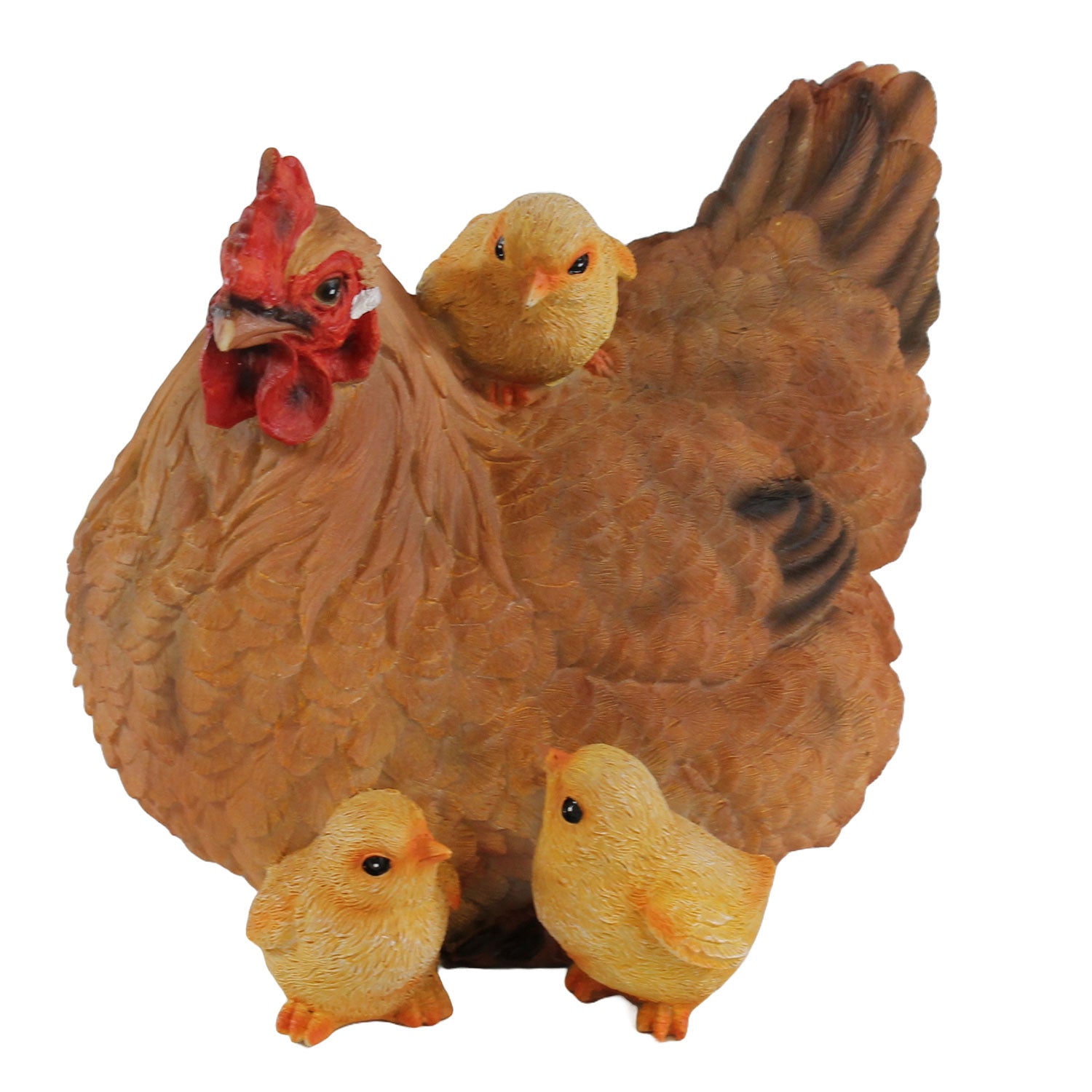 Dekofigur Henne Huhn Uschi mit Küken lebensechte Tierfigur